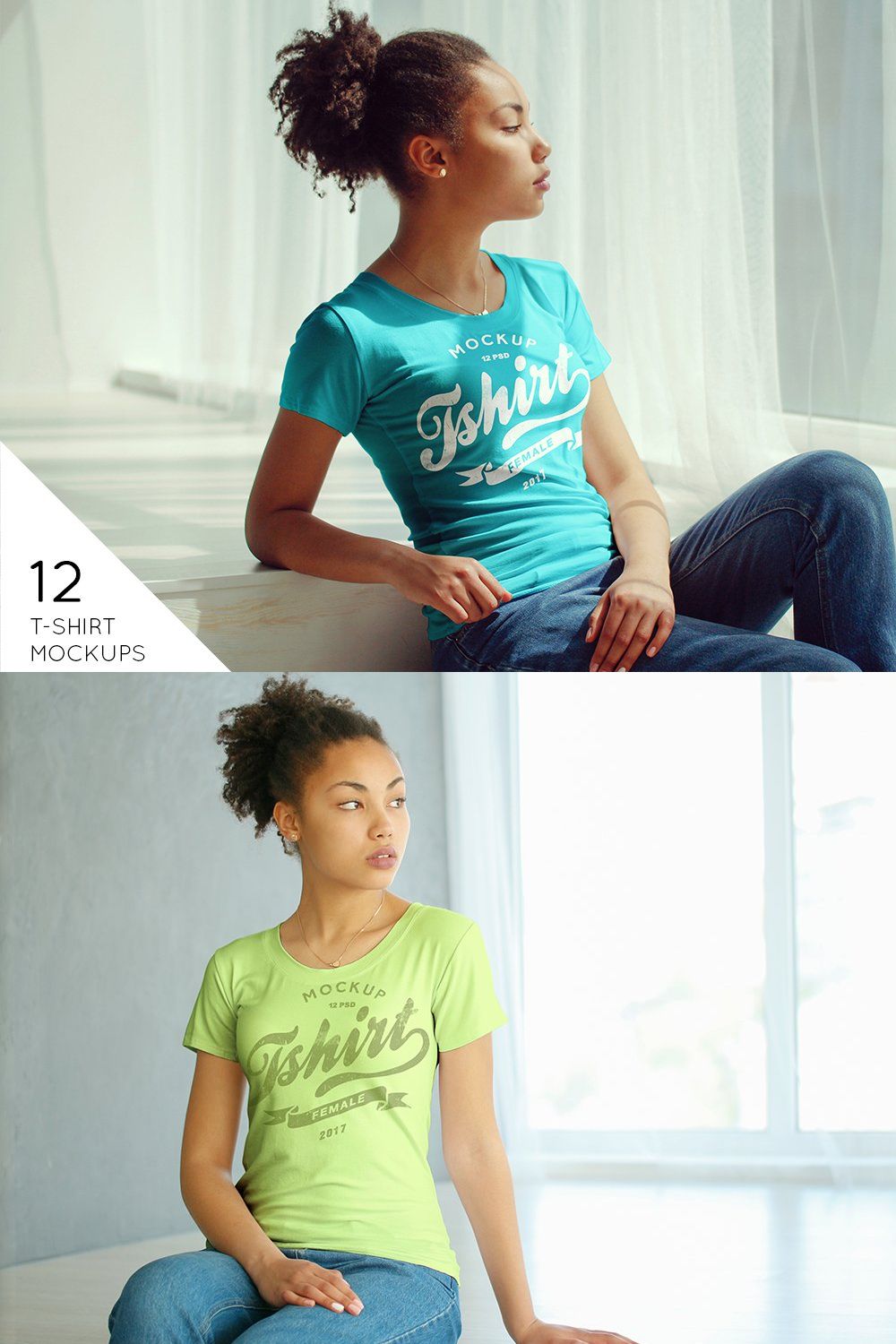 Female T-Shirt Mock-Up v2 pinterest preview image.