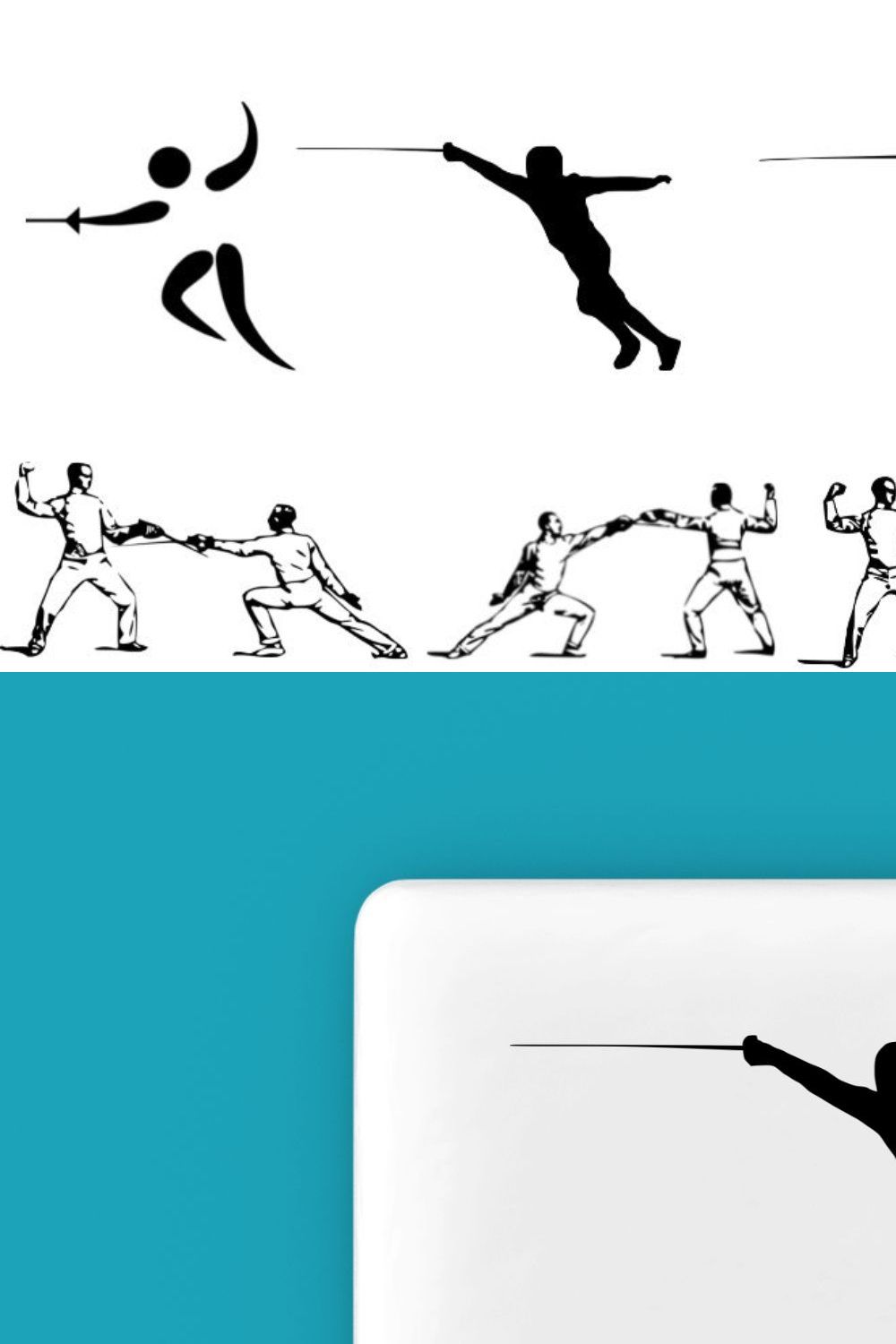 Fencing Sport Silhouette pinterest preview image.