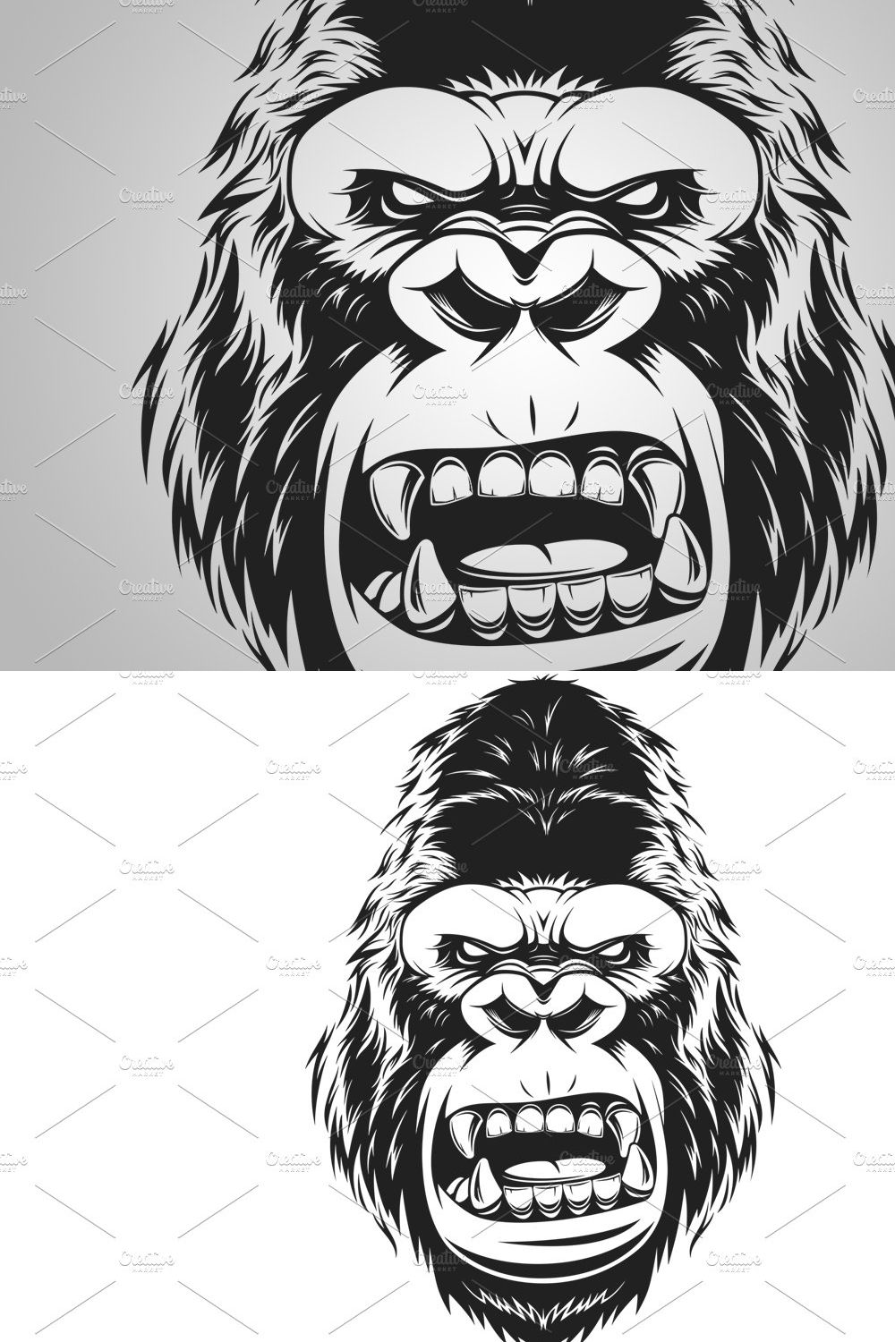 fierce gorilla head pinterest preview image.