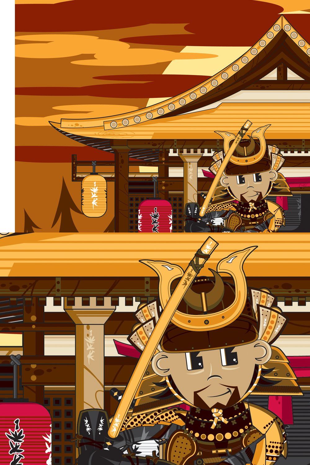 Fierce Samurai Warrior at Temple pinterest preview image.