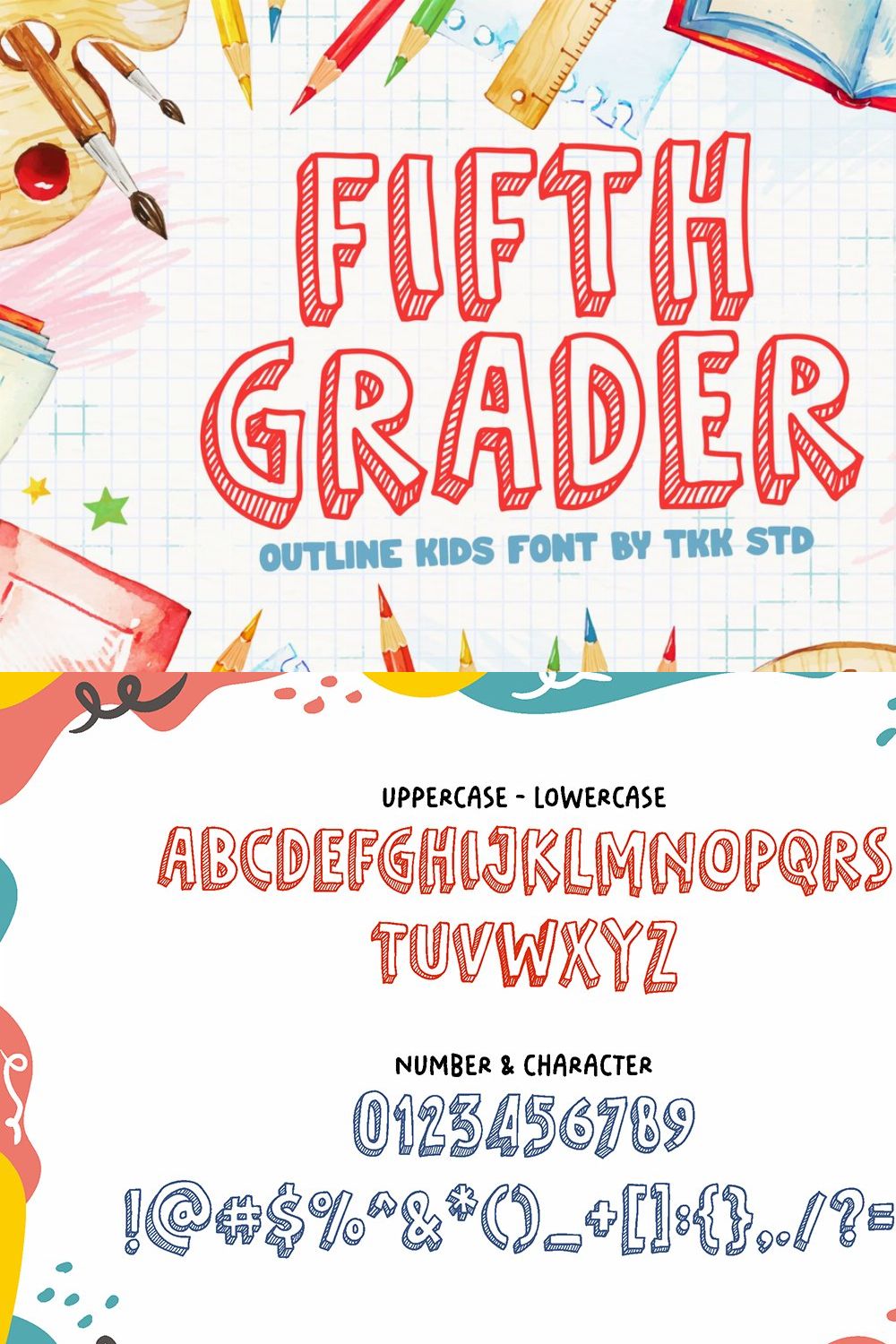 Fifth Grader – Doodle Font pinterest preview image.