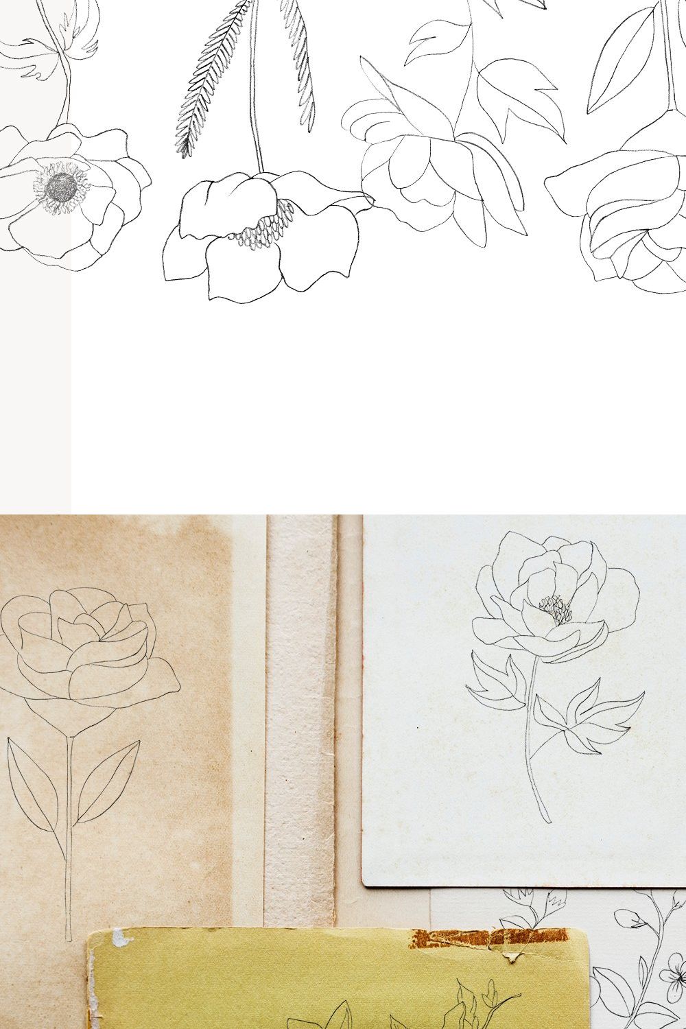 Fine Art Florals - Pencil Sketches pinterest preview image.