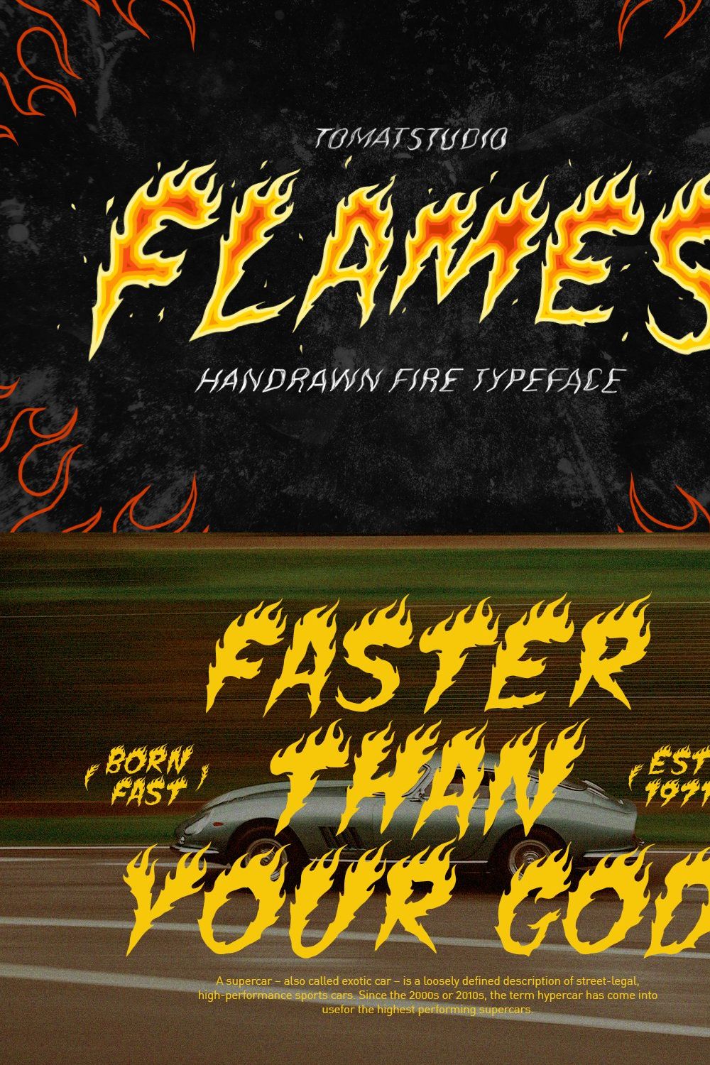 Fire Font | Flames font pinterest preview image.