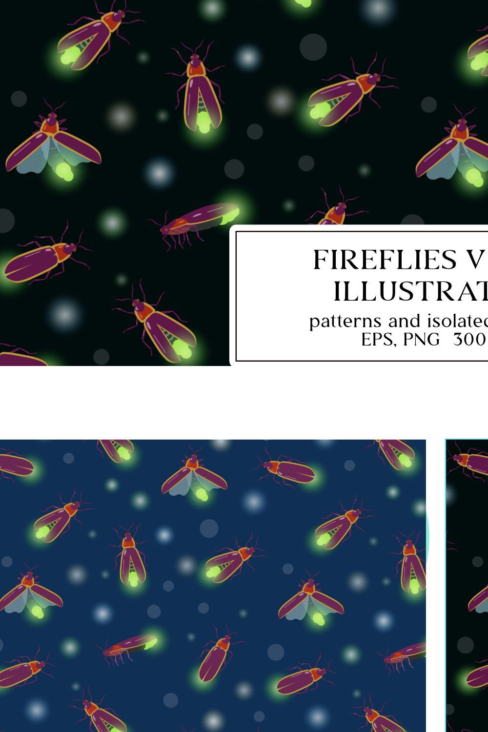 Fireflies vector illustrations pinterest preview image.