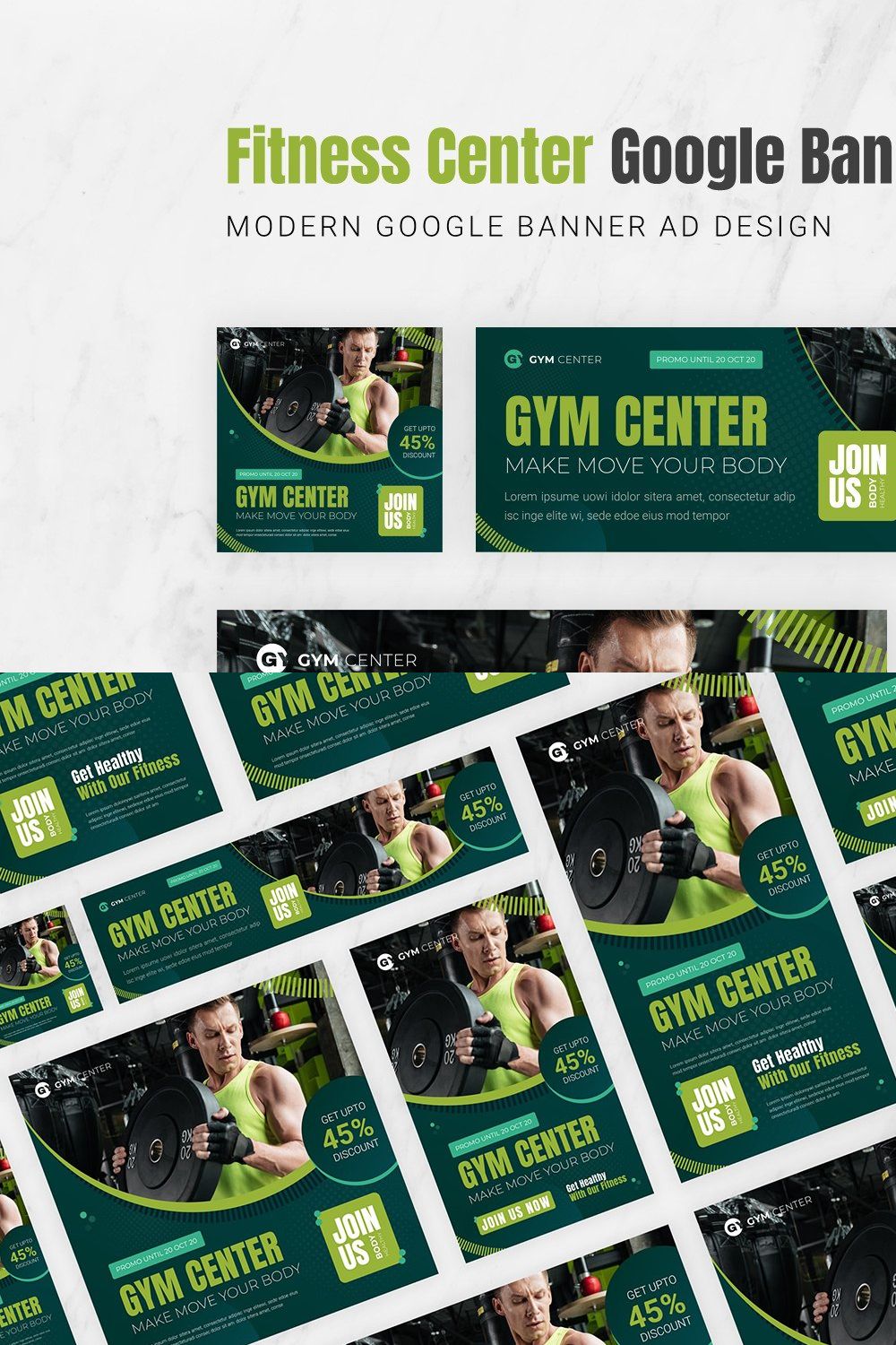 Fitness Center Google Ads pinterest preview image.