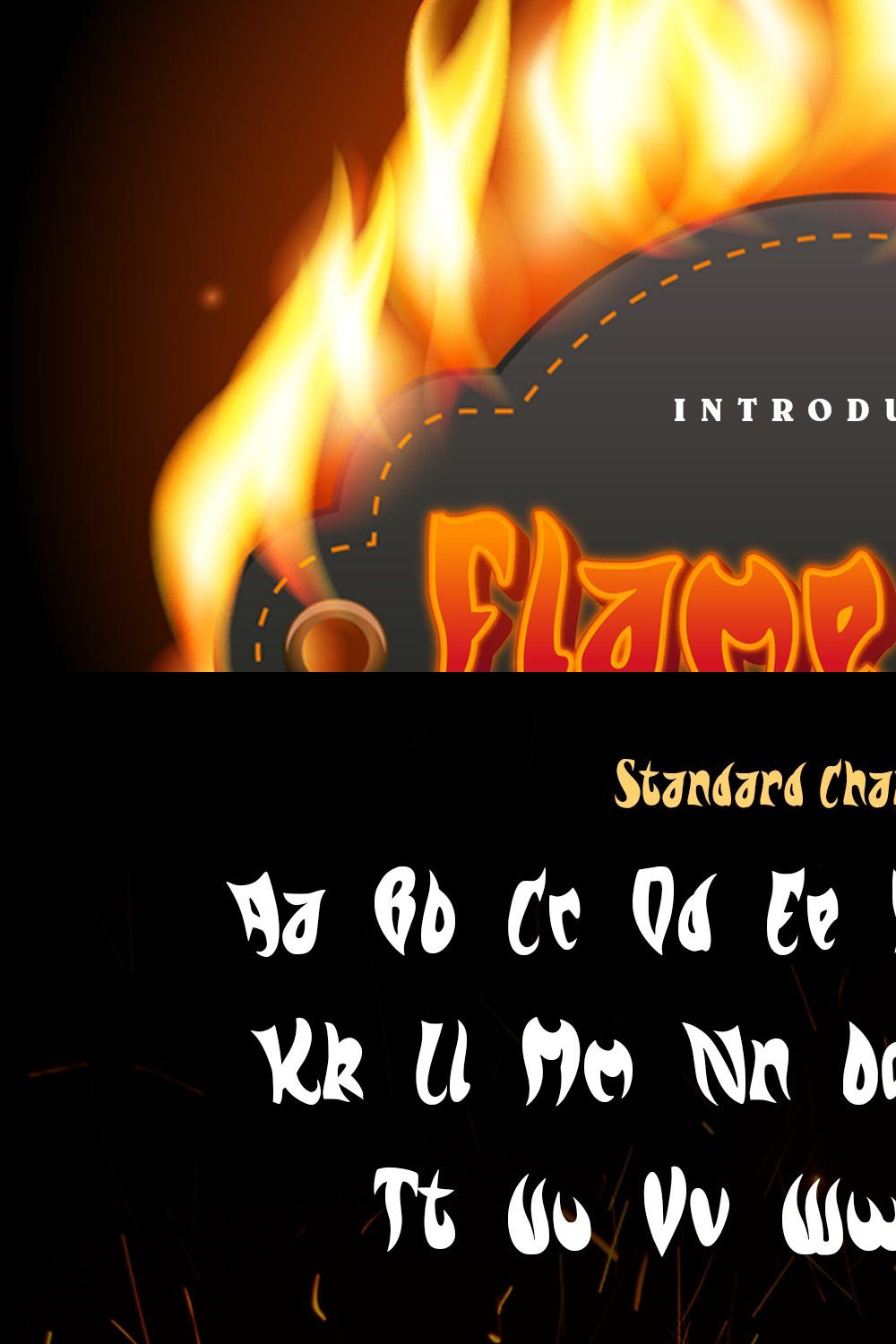 Flame Fire Display Font pinterest preview image.