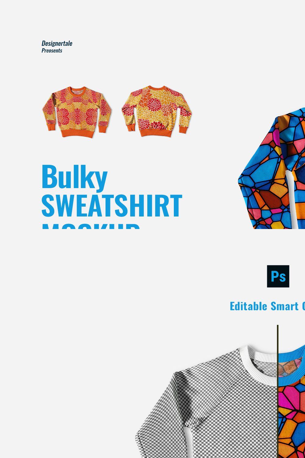 Flat Lay Bulky Sweatshirt Mockup pinterest preview image.
