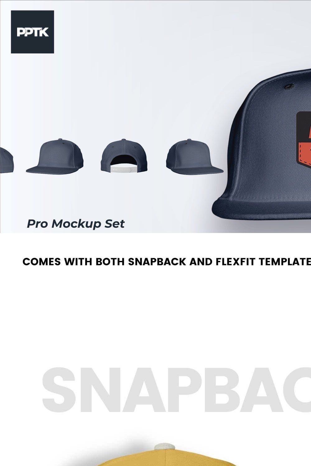 Flat peak hat mockup pack pinterest preview image.
