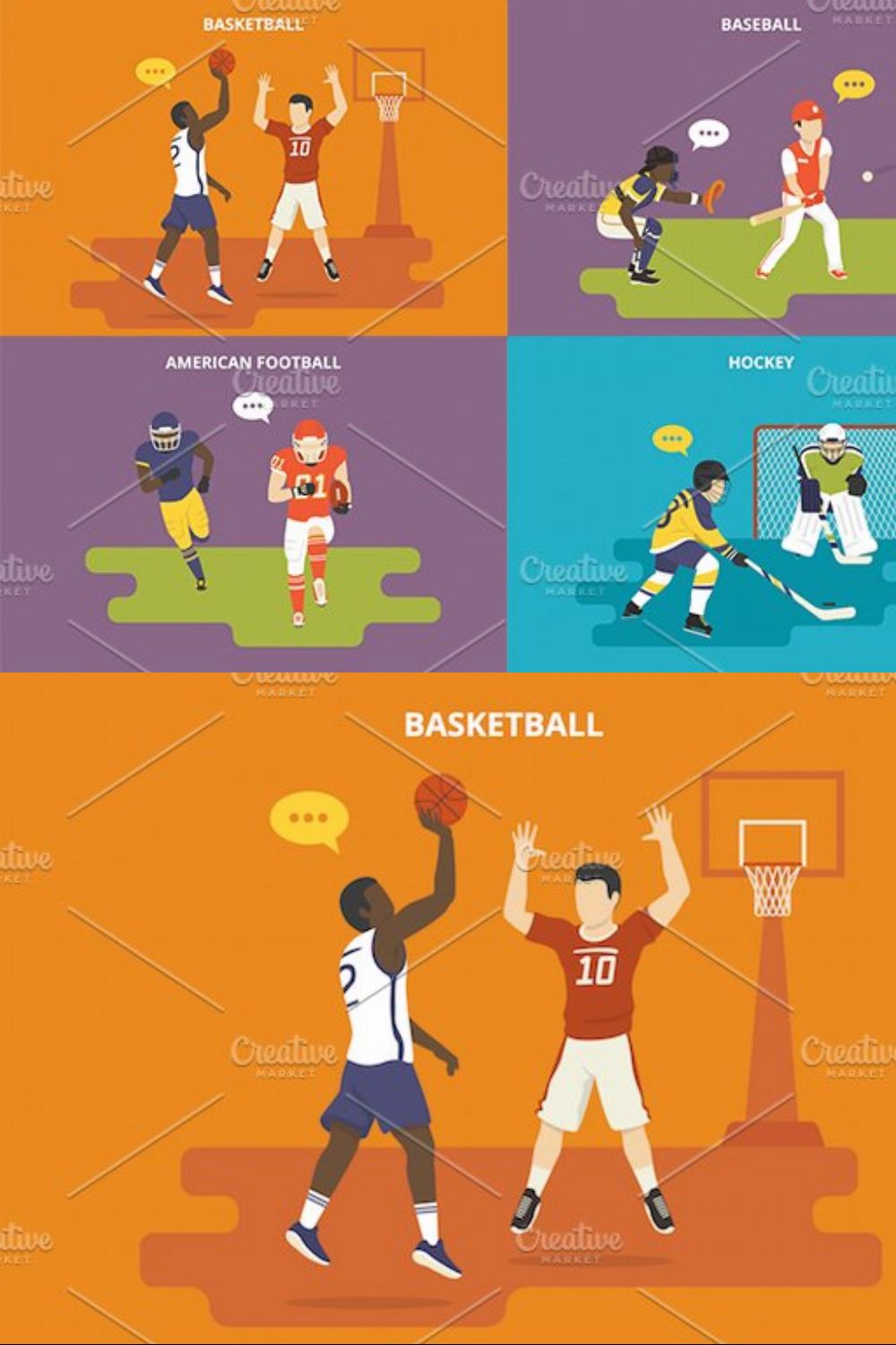 Flat sport icons set #1 pinterest preview image.