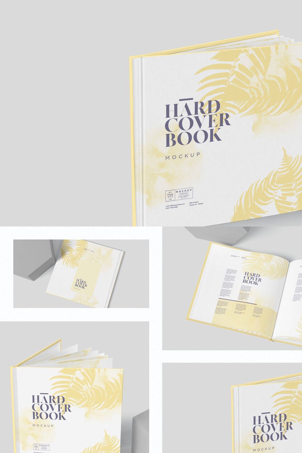 Flat Square Hardcover Book Mockups pinterest preview image.