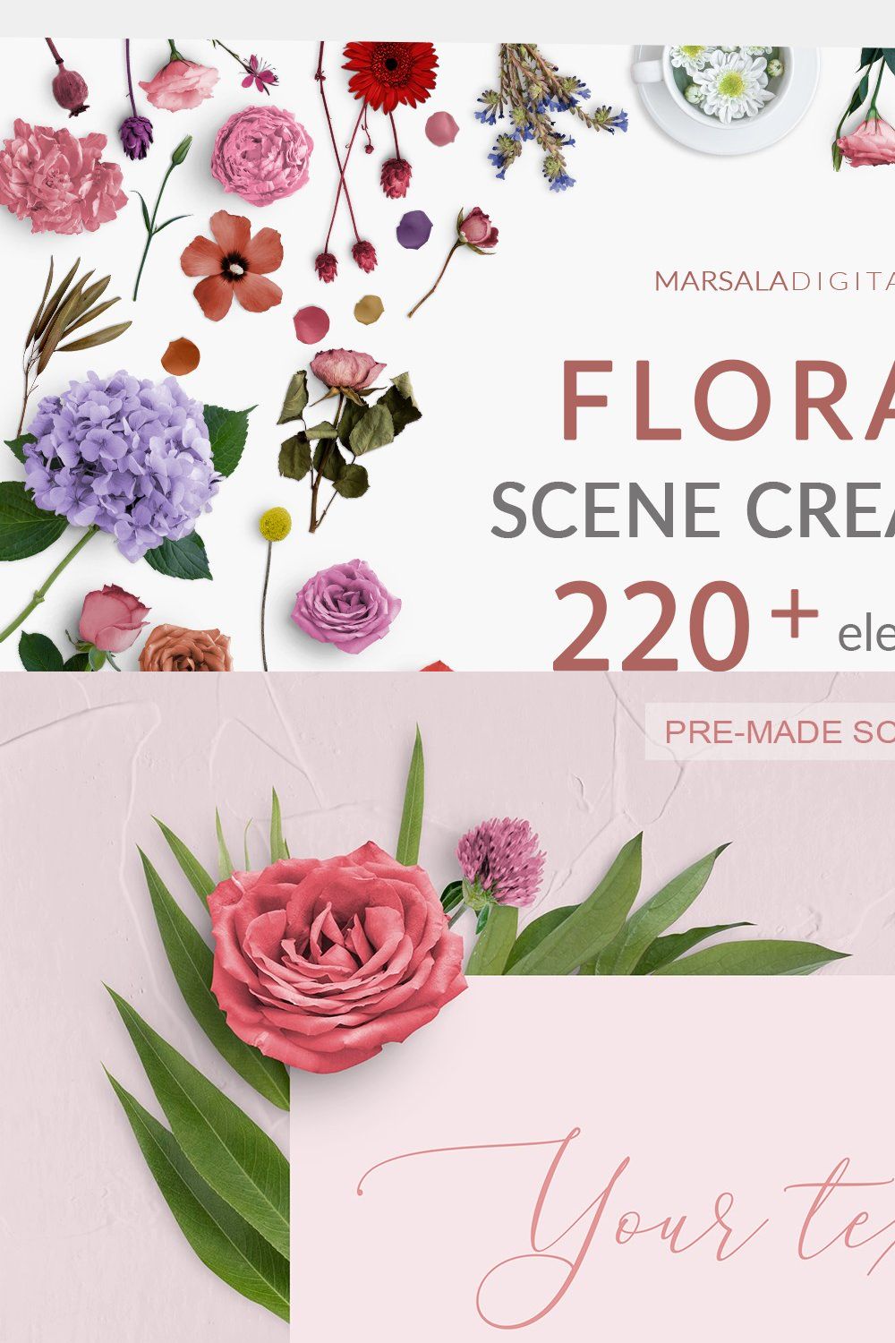 Floral and Greenery Scene Creator pinterest preview image.