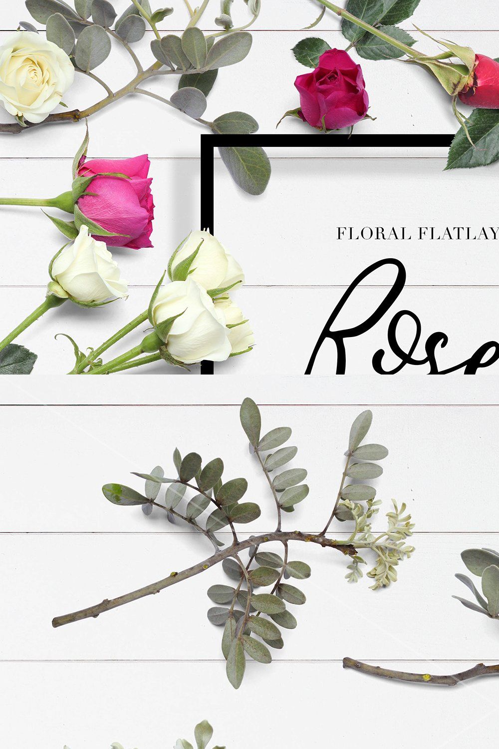 Floral Flatlay Scene Creator Rosette pinterest preview image.