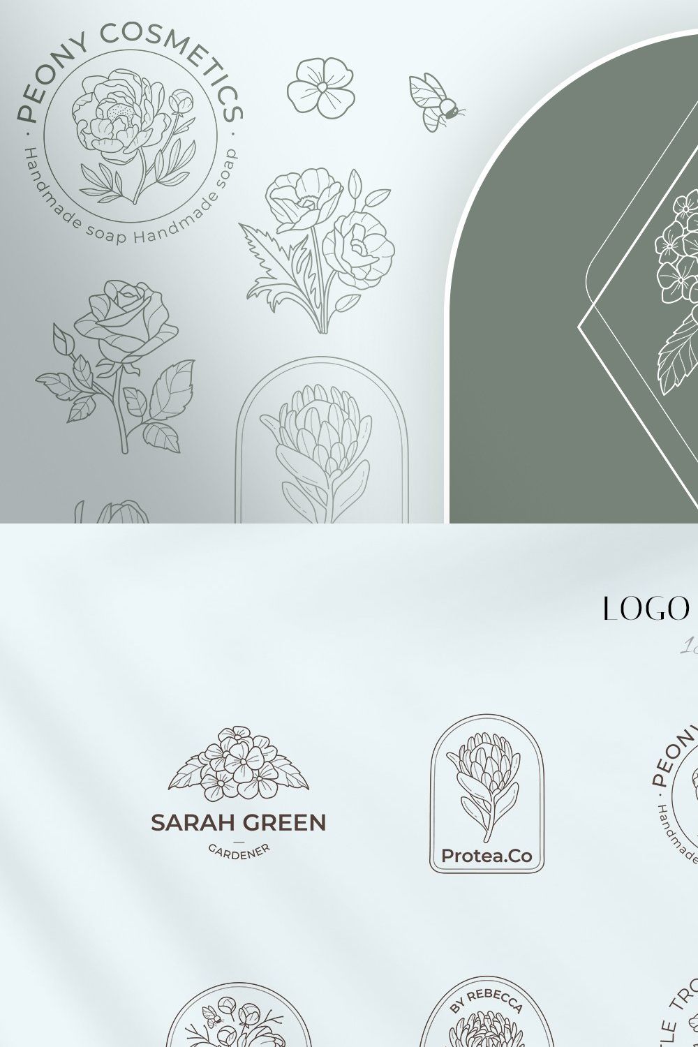 Floral logo elements and templates pinterest preview image.
