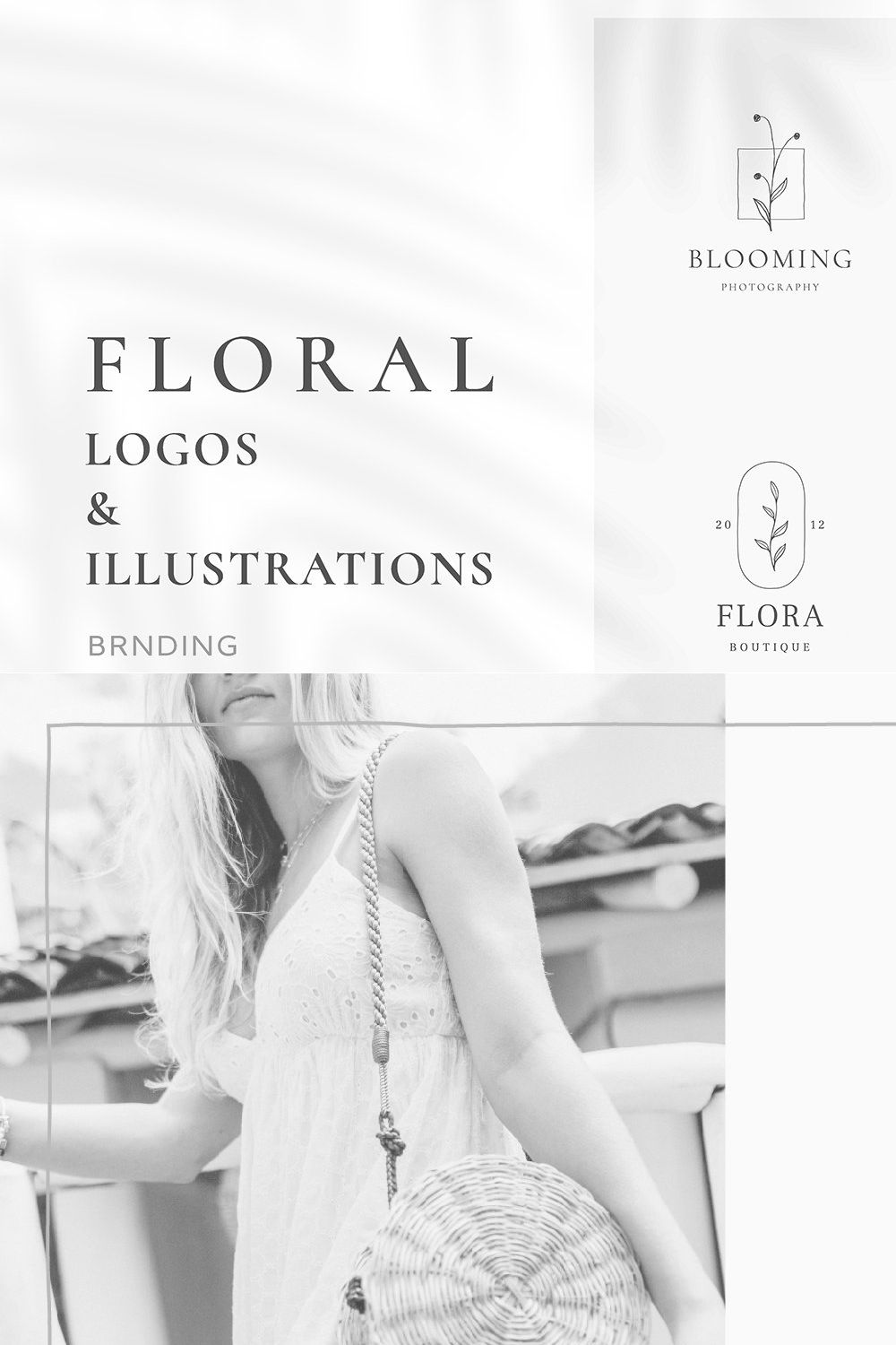 Floral Logos & Illustrations pinterest preview image.