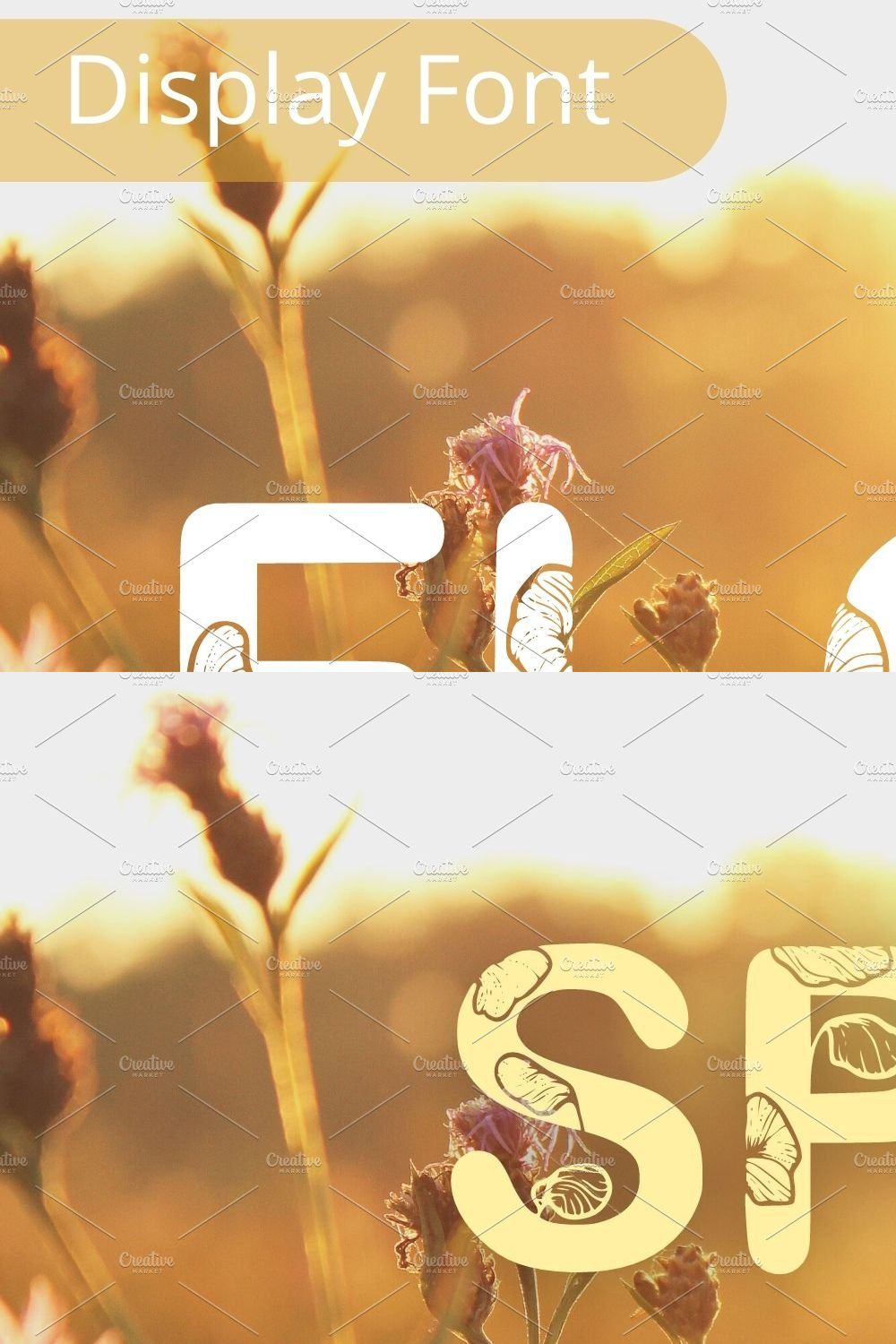Floral Lover font, SVG cut flies pinterest preview image.