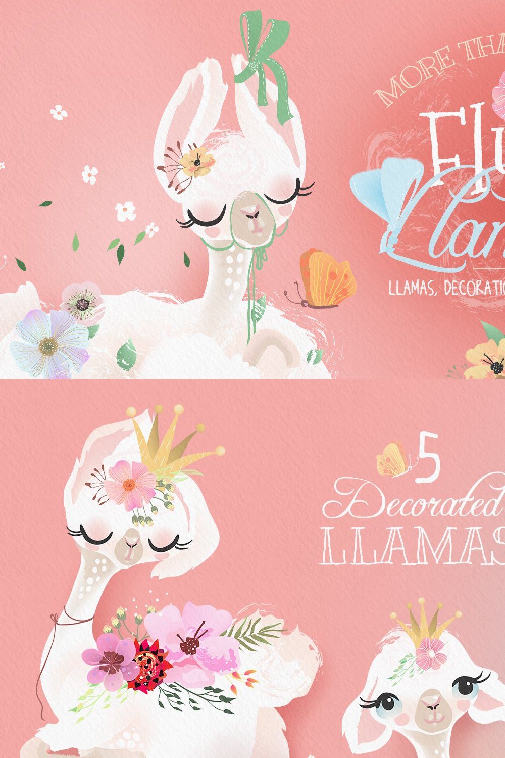 Fluffy Llamas Collection pinterest preview image.