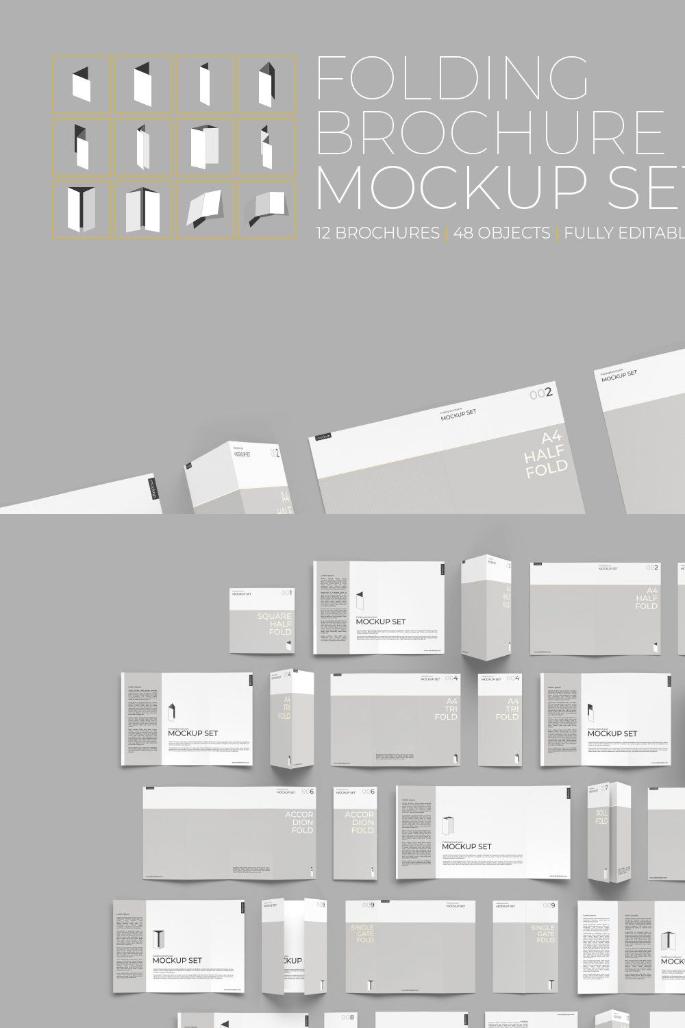 Folding Brochure Mockup Set pinterest preview image.