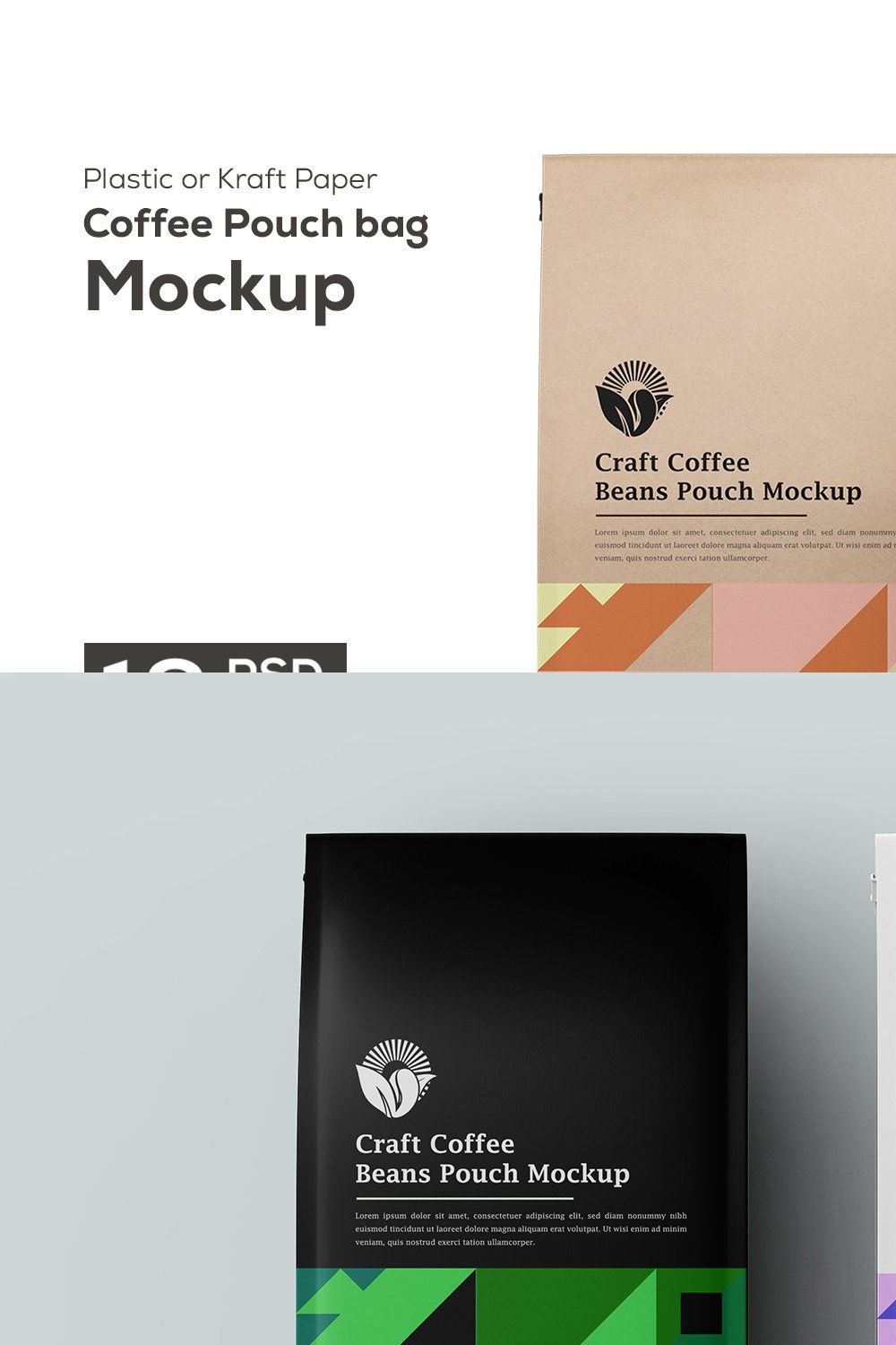 Food or Coffee Pouch Bag Mockup pinterest preview image.