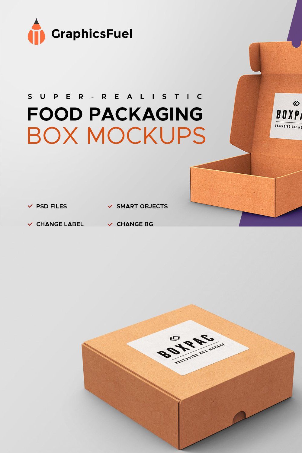 Food Packaging Box Mockups pinterest preview image.