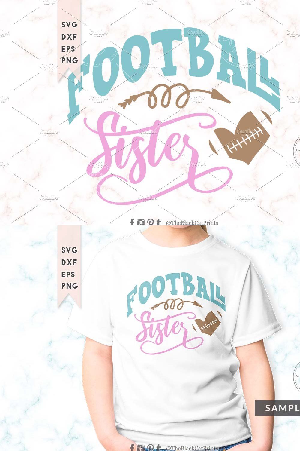 Football Sister SVG DXF EPS PNG pinterest preview image.