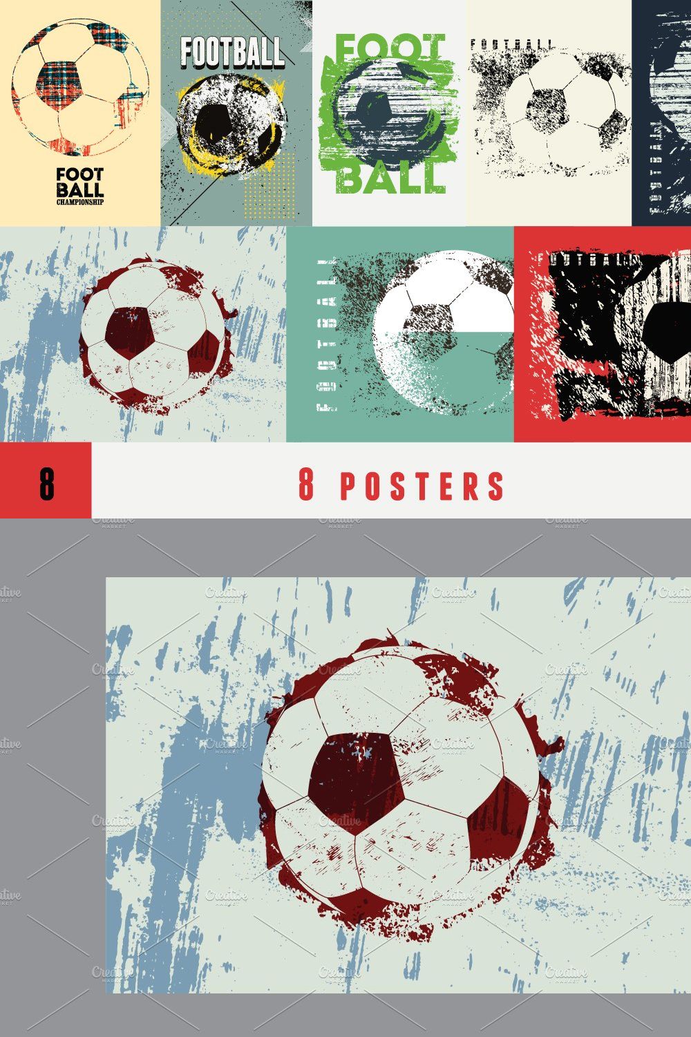 Football vintage grunge posters. pinterest preview image.