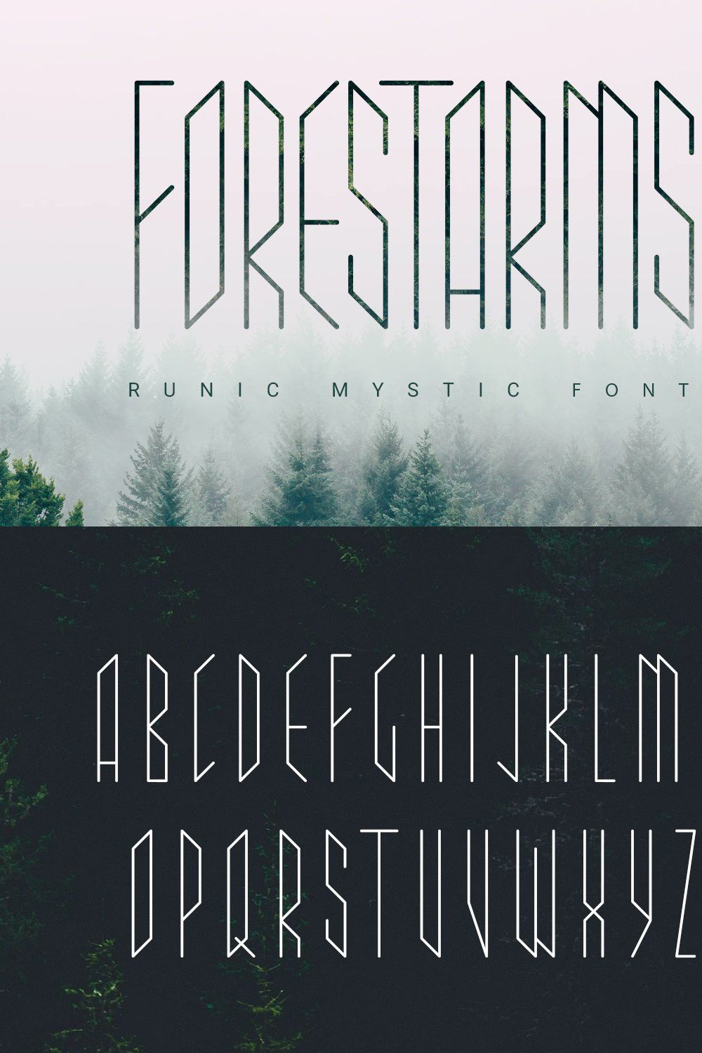 Forestarms | mystic font pinterest preview image.