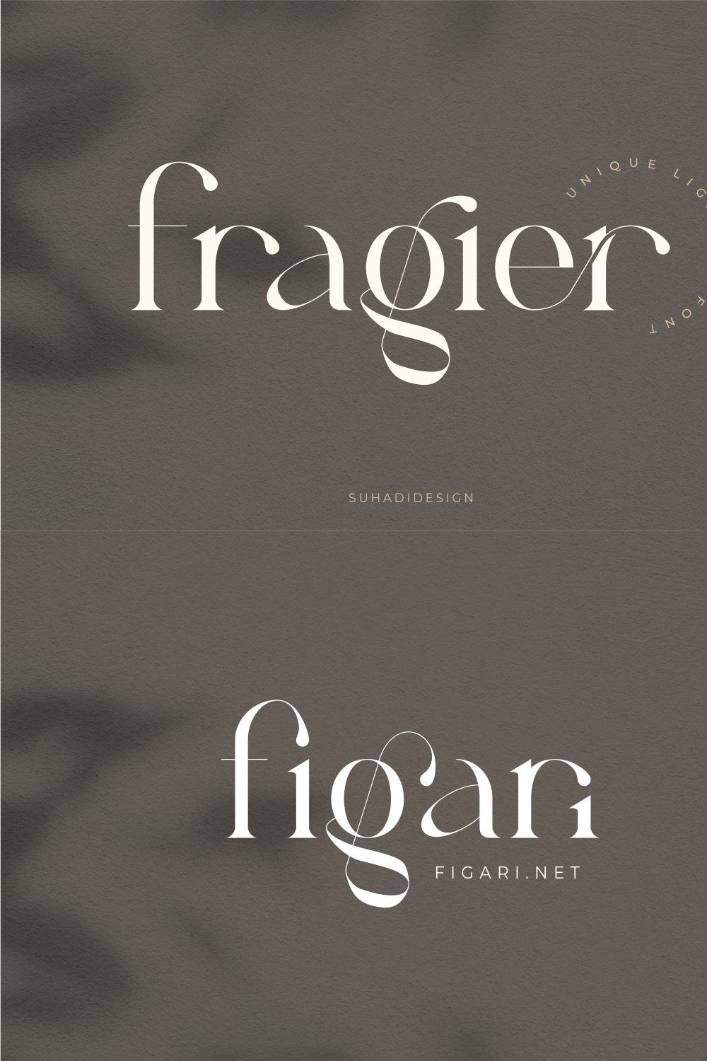 Fragier unique ligature serif font pinterest preview image.