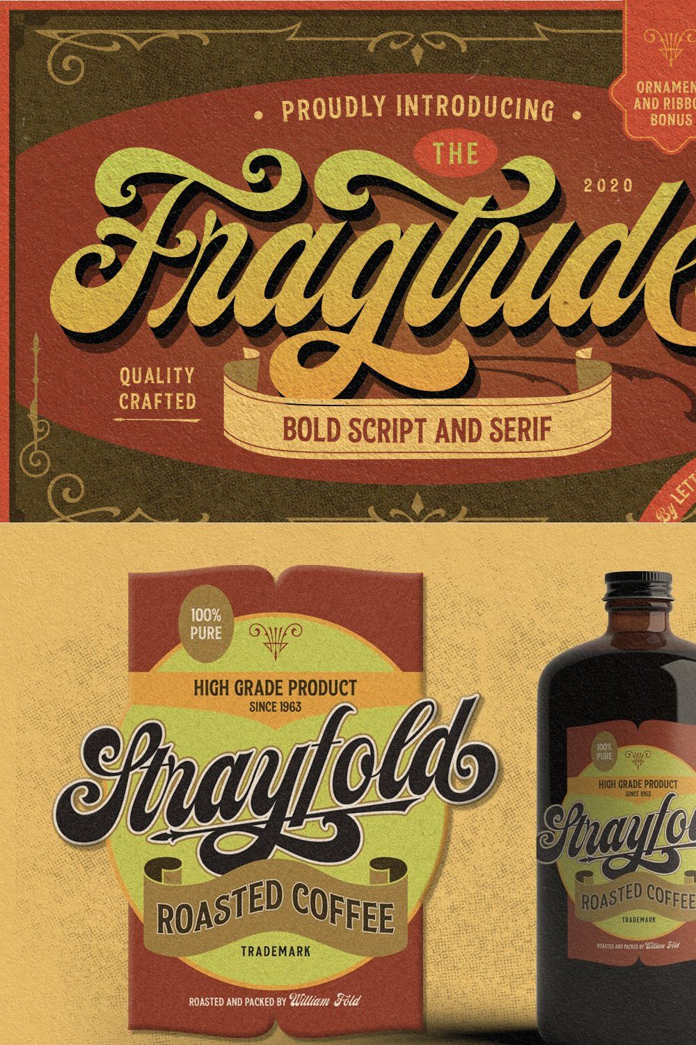 Fragtude - Vintage Display Typeface pinterest preview image.