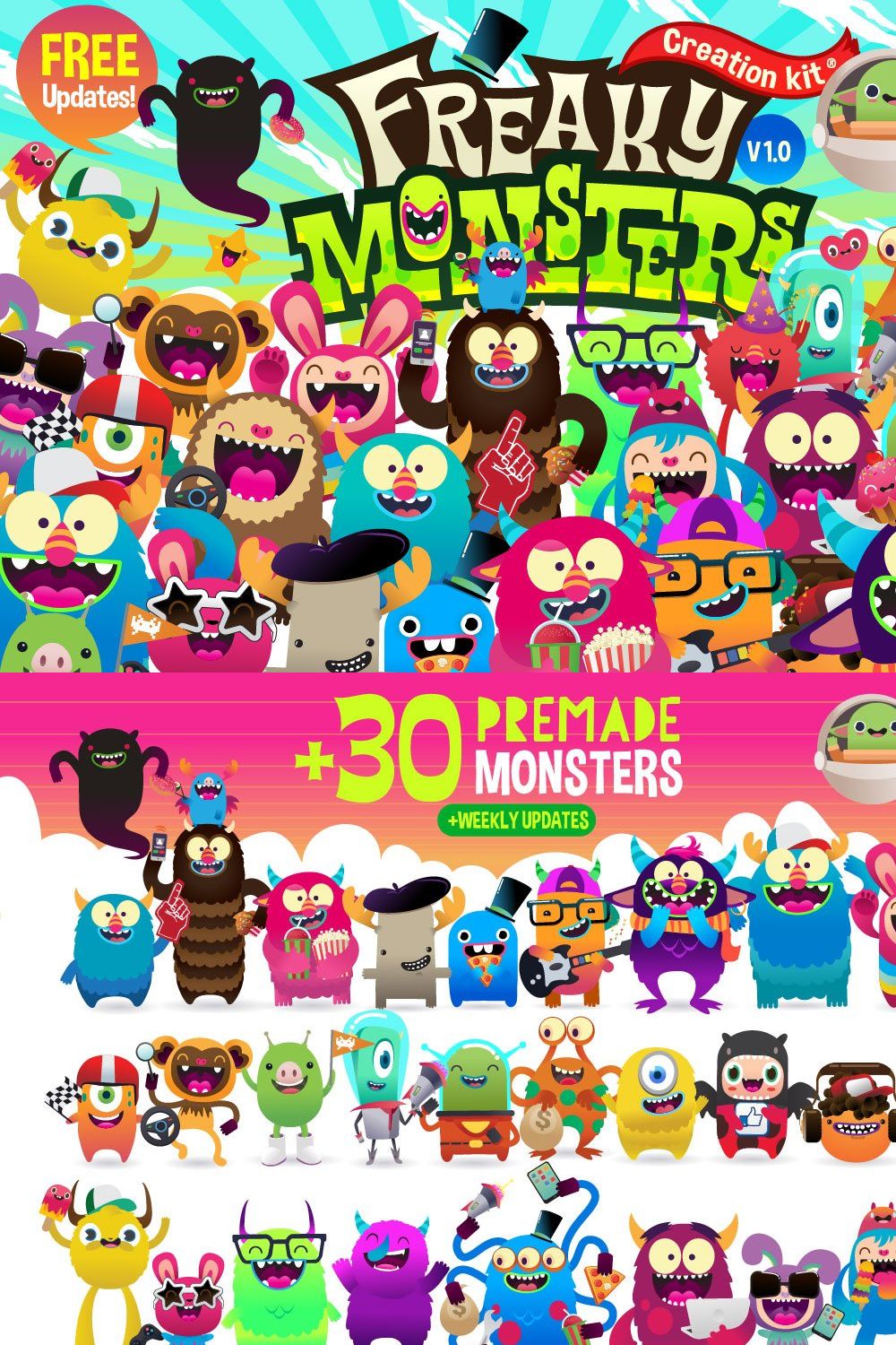 Freaky Monsters Bundle pinterest preview image.