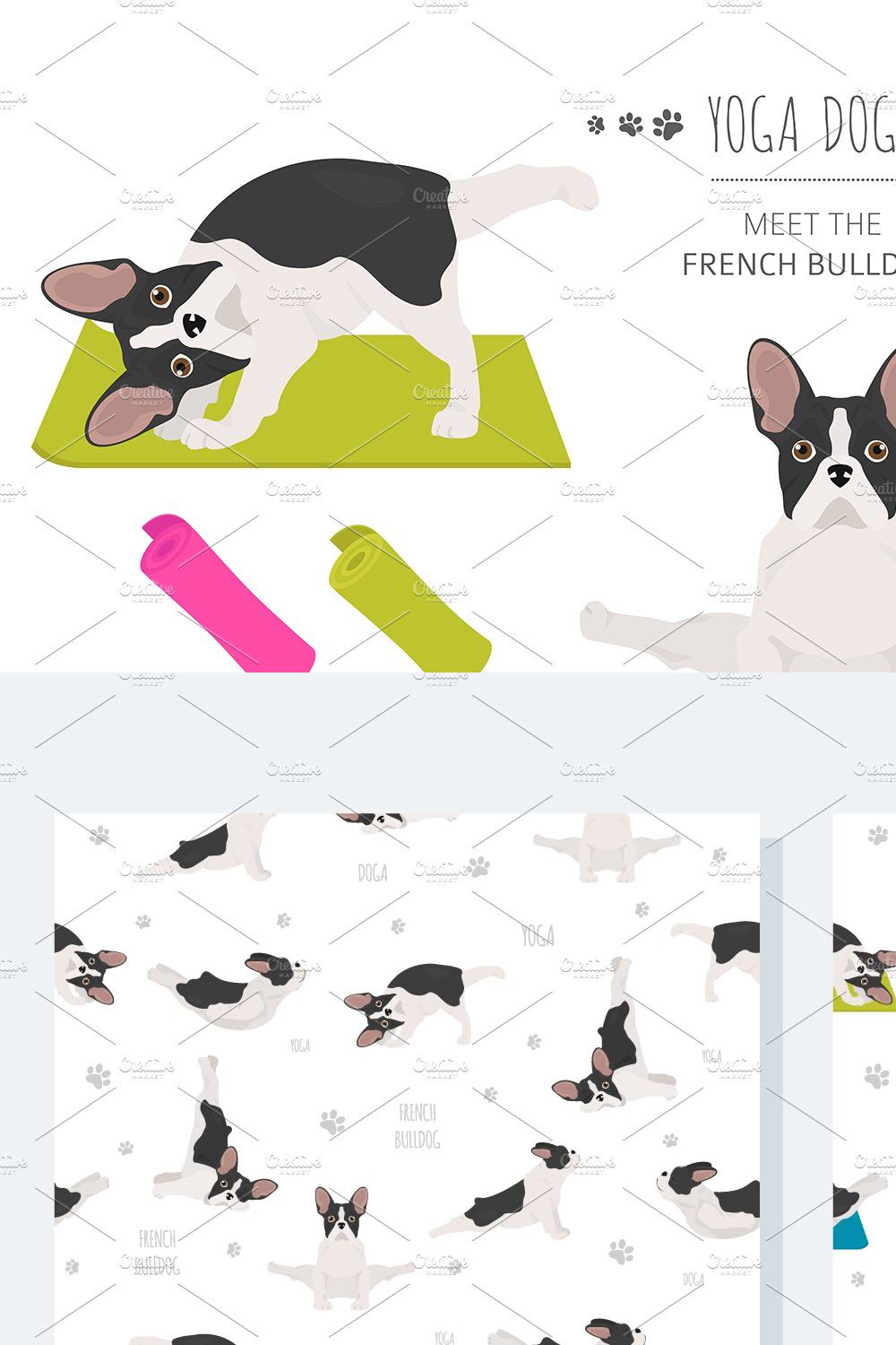 French bulldog yoga pinterest preview image.