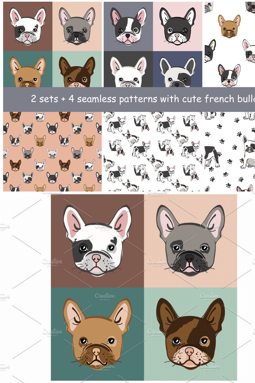 French bulldogs seamless patterns pinterest preview image.