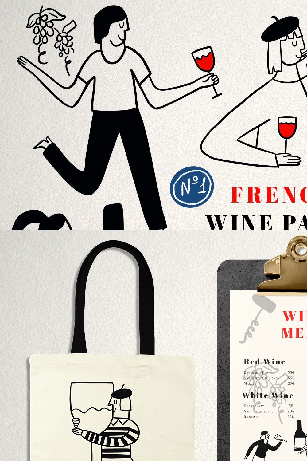 French Wine Party Clipart pinterest preview image.