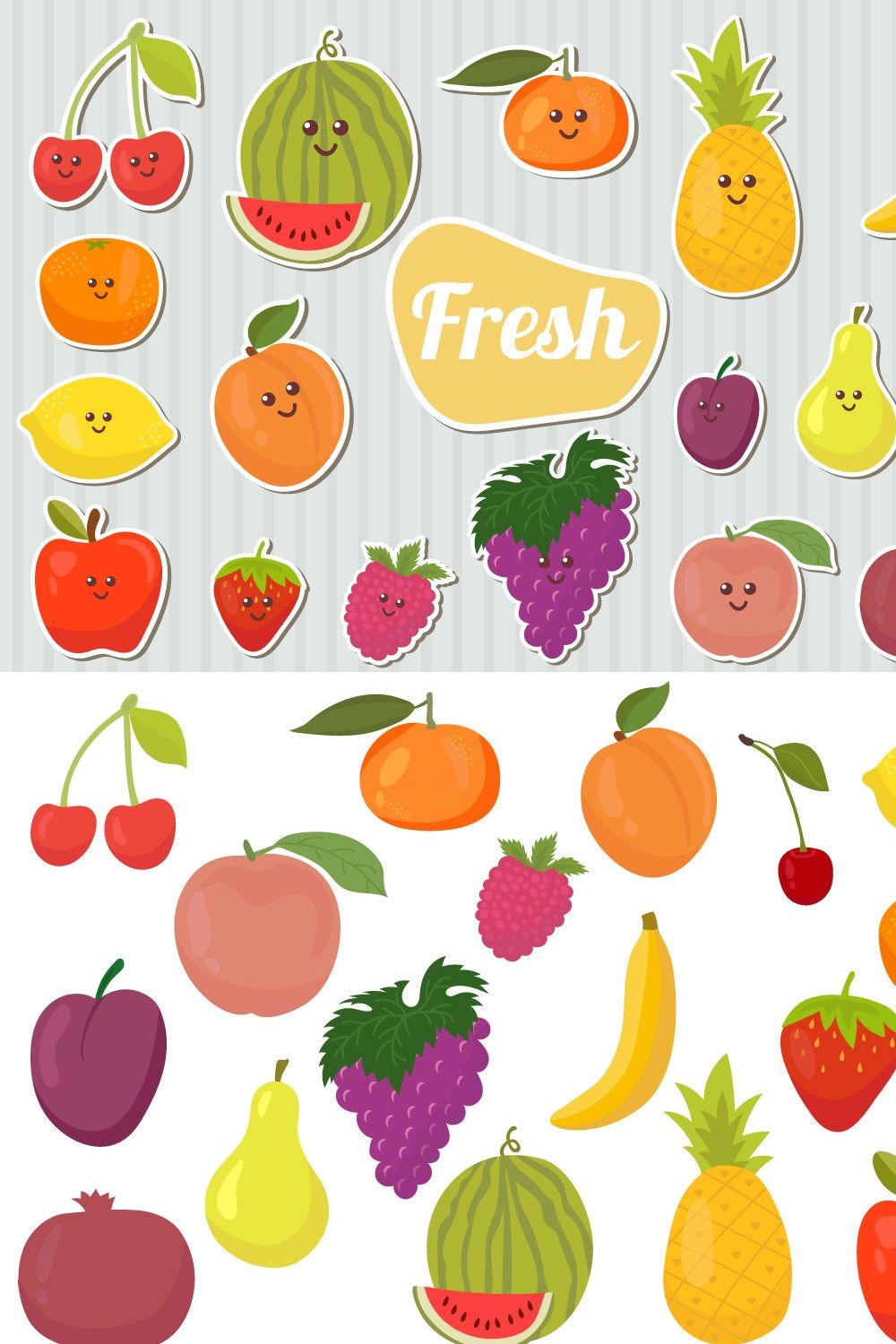 Fresh fruits. Kawaii pinterest preview image.