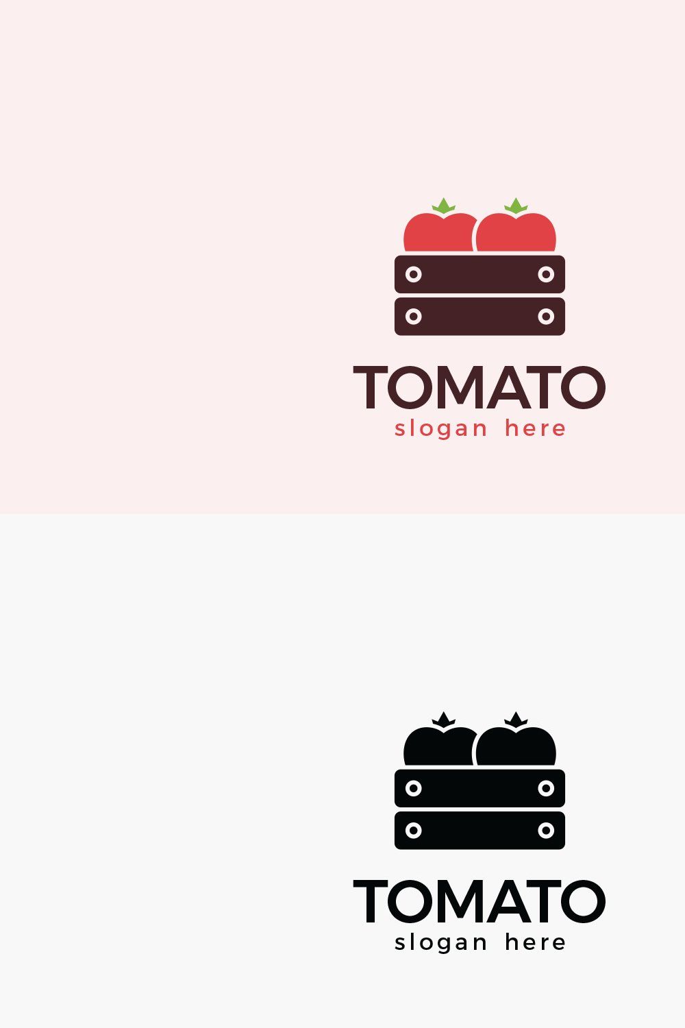 Fresh Tomato Basket Logo Template pinterest preview image.