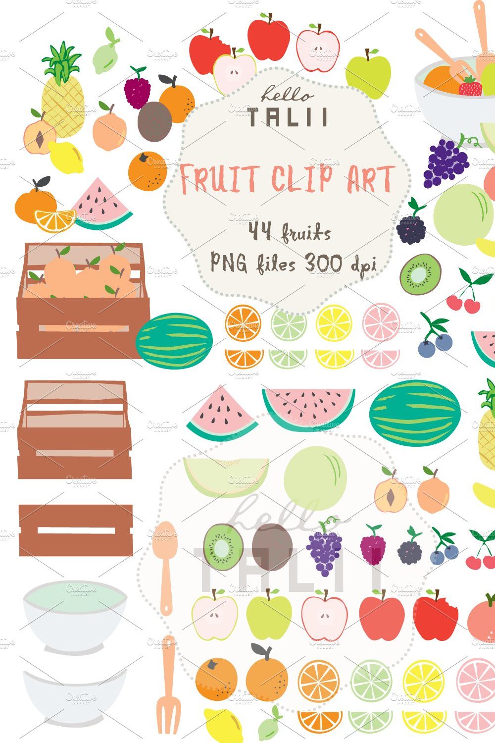 Fruit Clip Art pinterest preview image.
