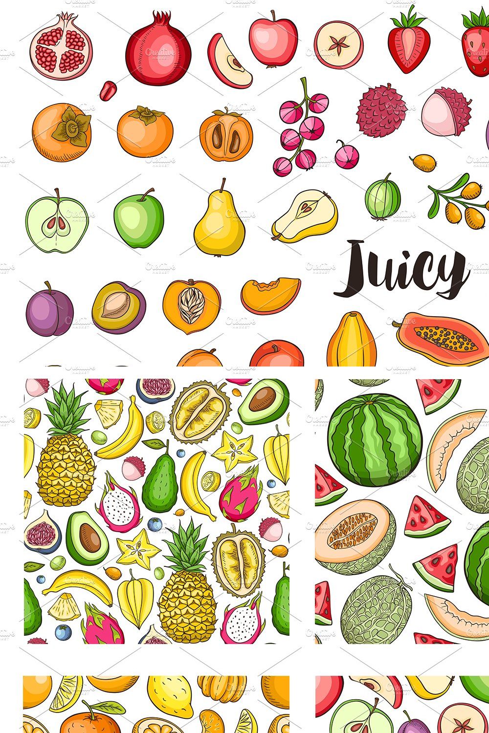 Fruit Vector Design Kit pinterest preview image.