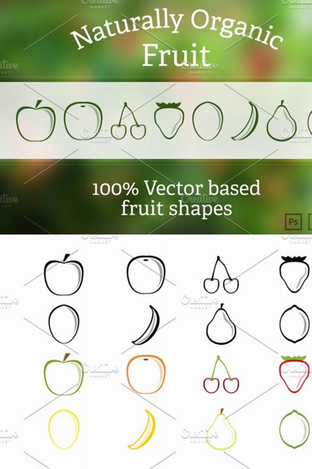 Fruit Vector shapes pinterest preview image.