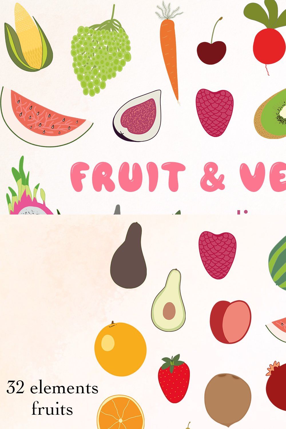 Fruit & Vegetables clipart Vector pinterest preview image.