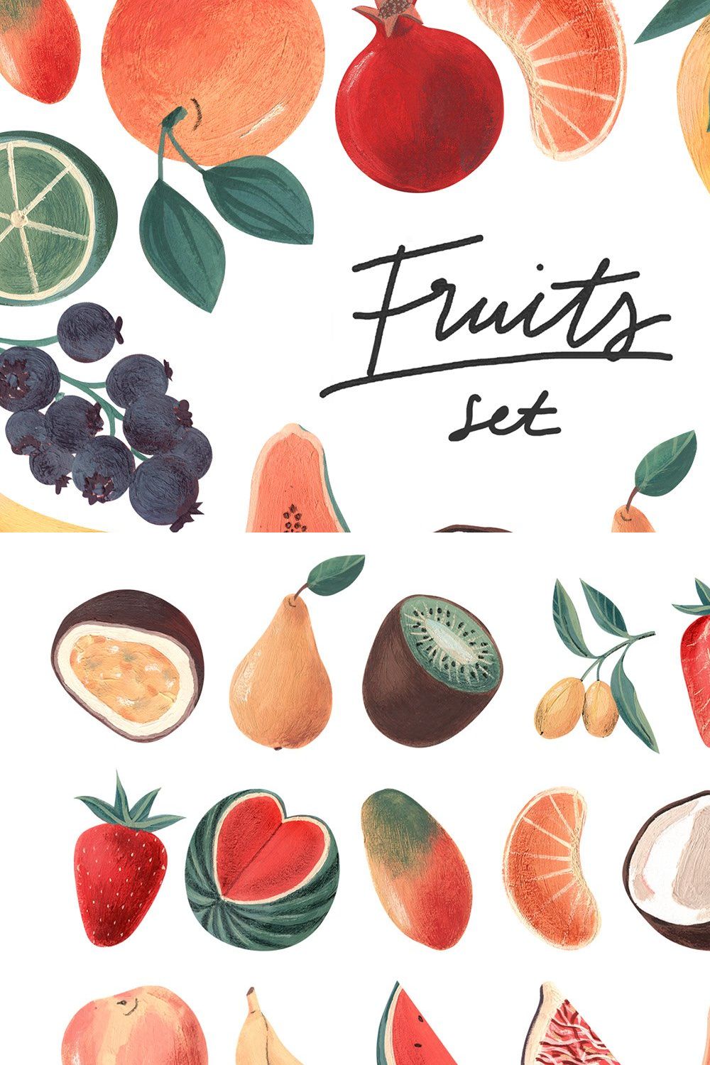 Fruits Acrylic/Gouache Set pinterest preview image.