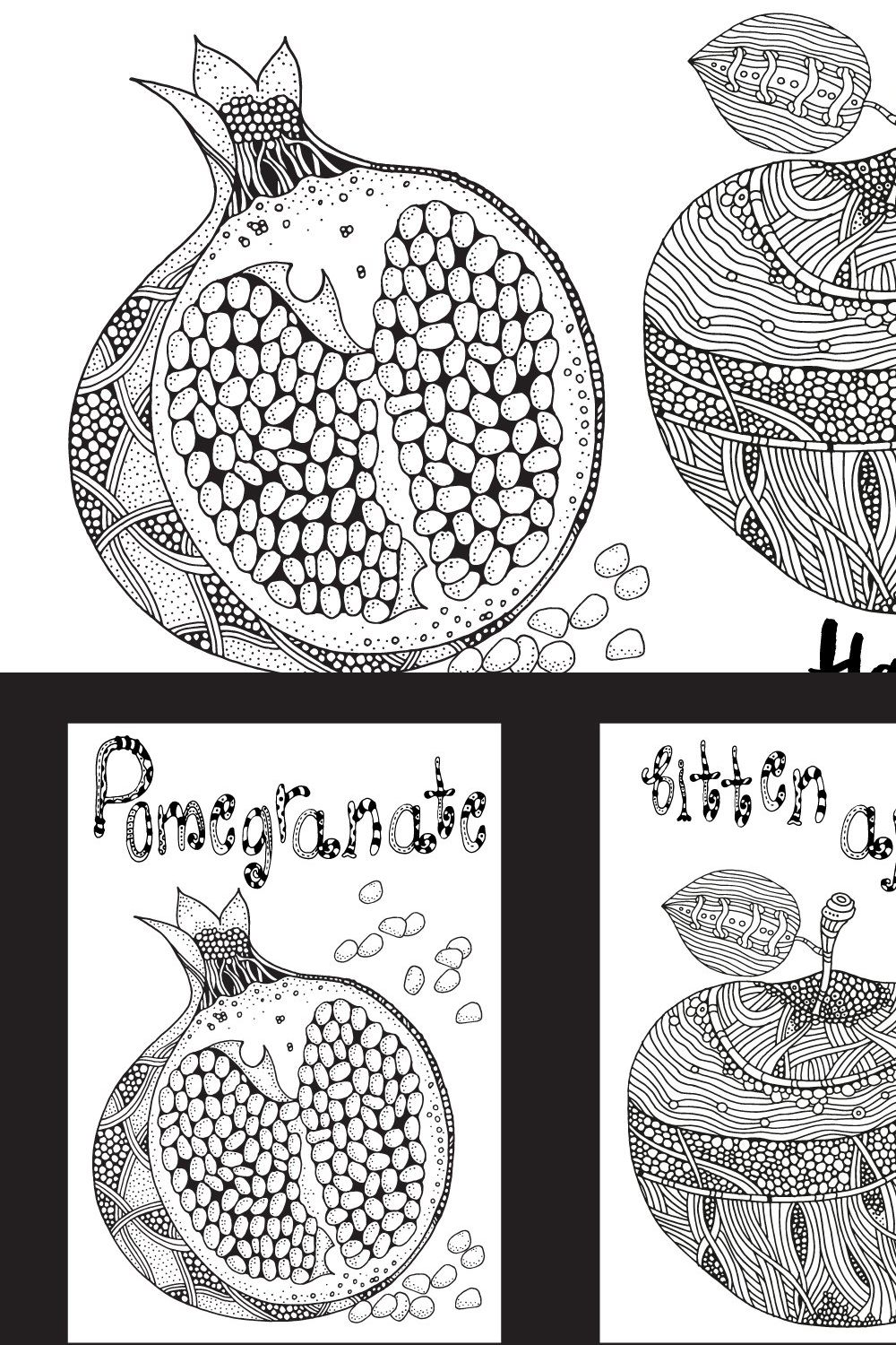 Fruits and berries - hand drawn set pinterest preview image.
