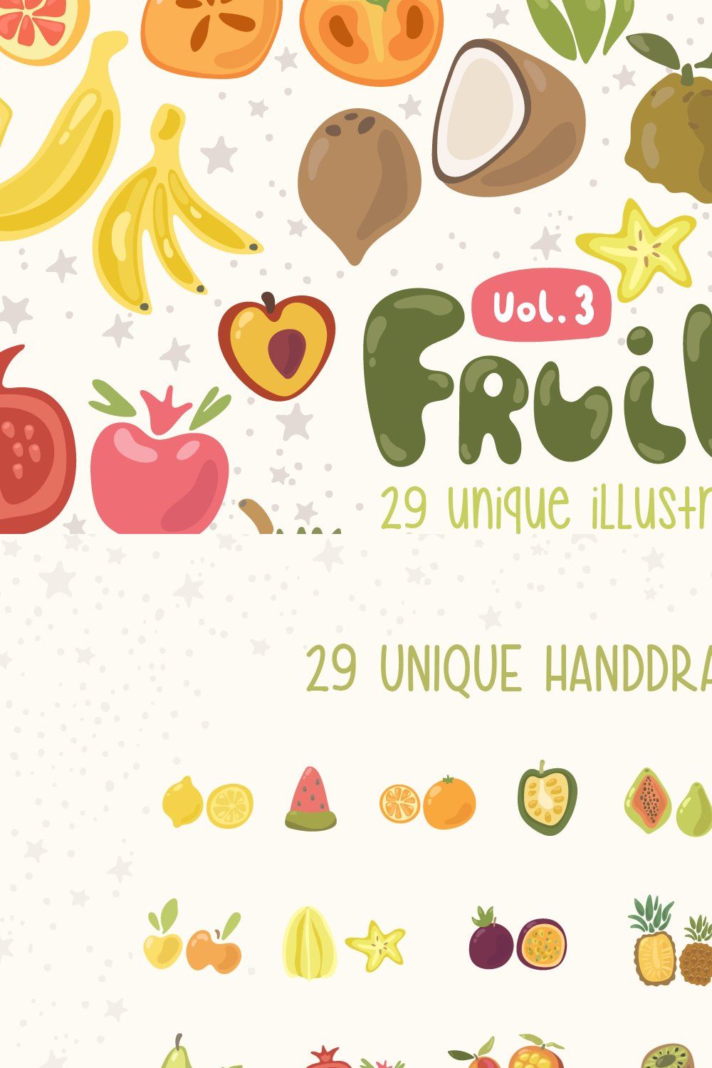 Fruits - Vector Set Vol.3 pinterest preview image.