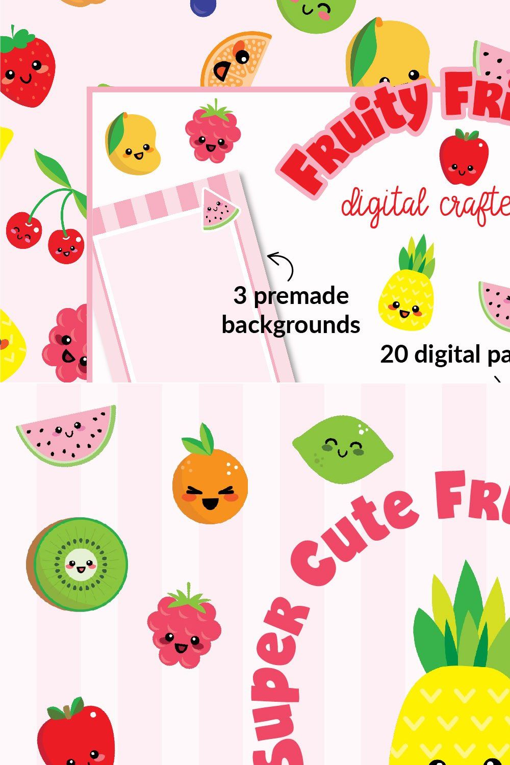 Fruity Friends! Cute Kawaii Kit pinterest preview image.