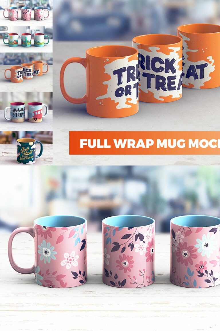 Full Wrap Mug Mock Up   MasterBundles