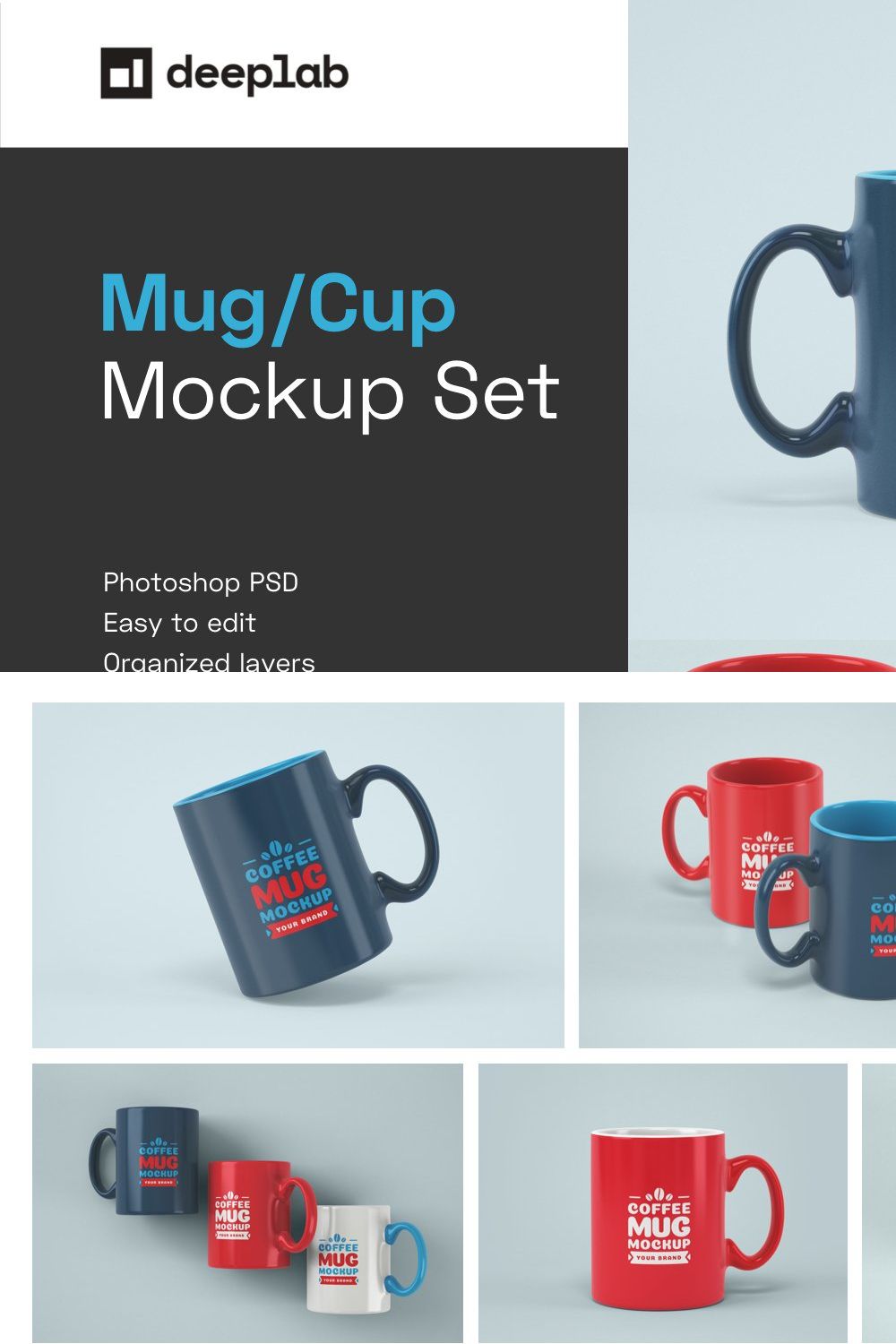 Full Wrap Mug Mockup Set pinterest preview image.