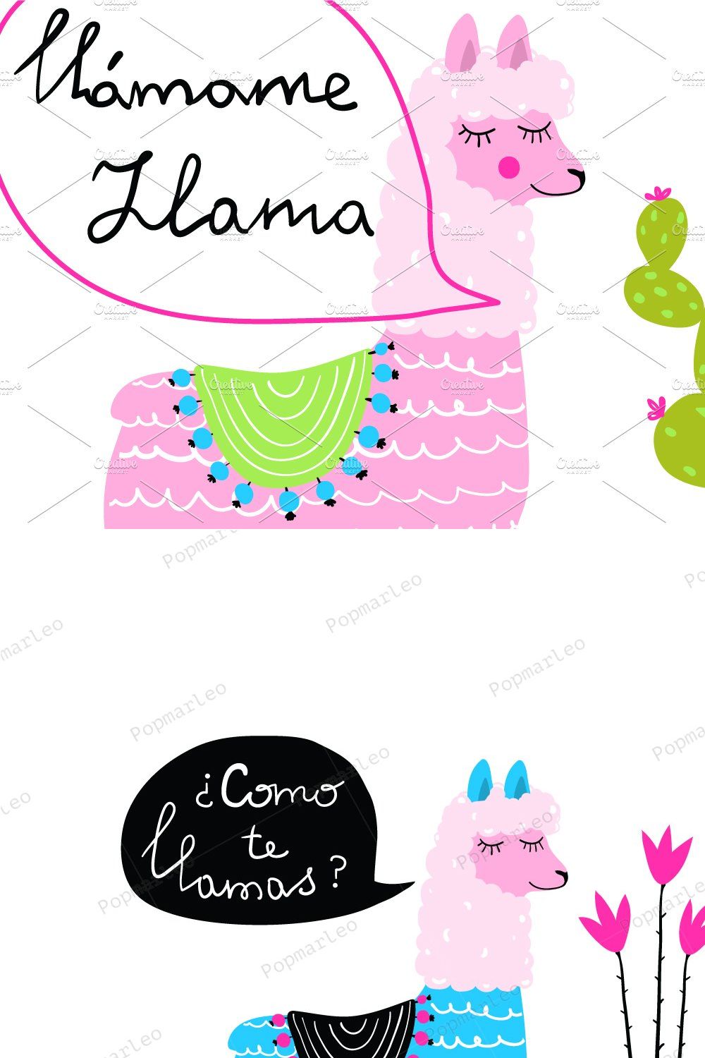 Cute Girl Llama with Cacti Graphic by CaptainCreative · Creative