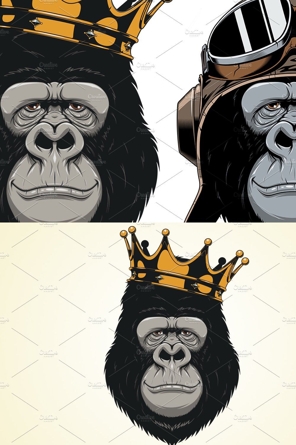 Funny gorilla head pinterest preview image.