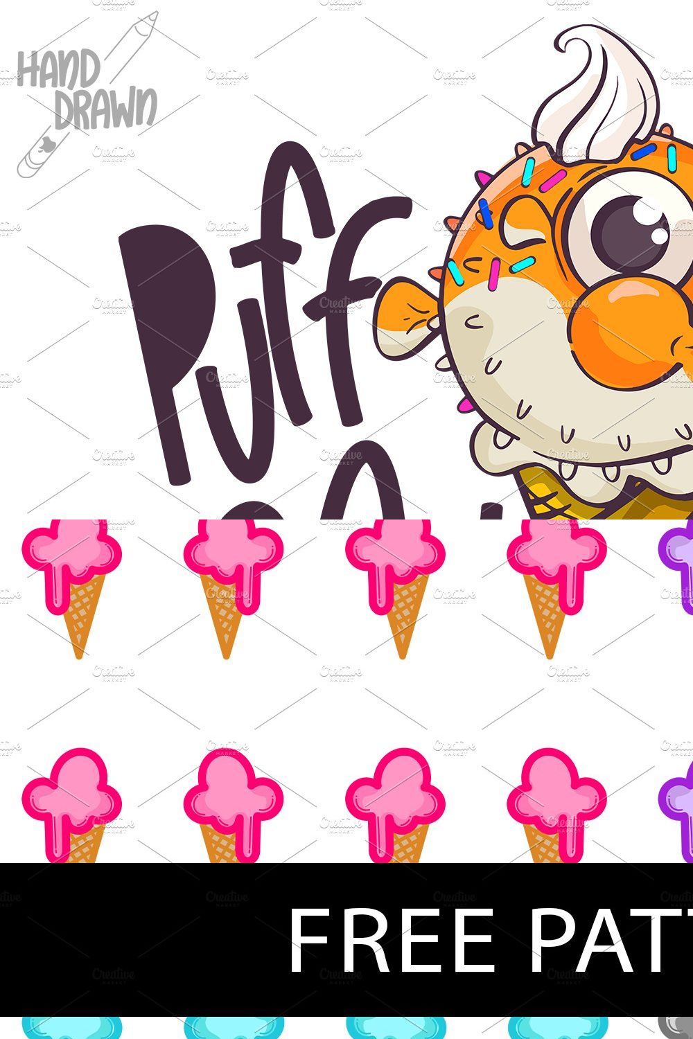 Funny Puffer Fish Ice Cream Cone pinterest preview image.