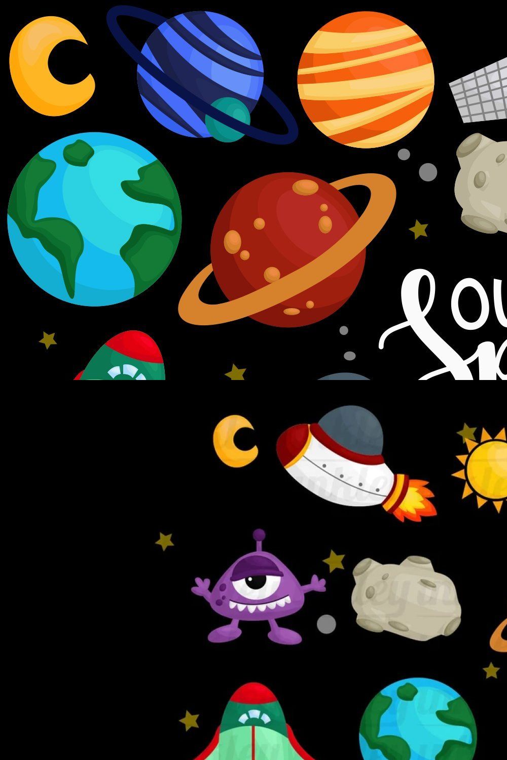 Galaxy and Space Clipart pinterest preview image.