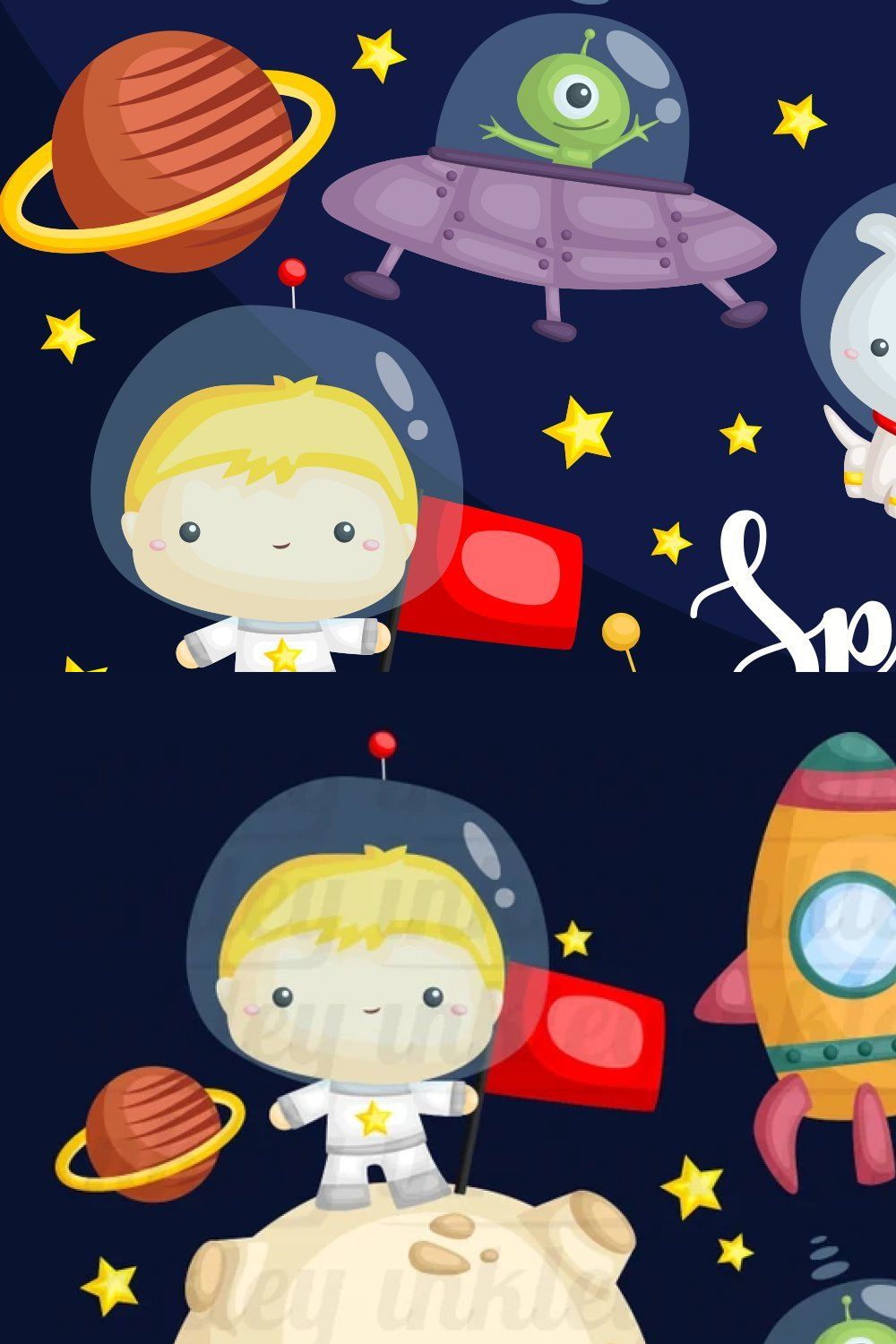 Galaxy and Space Clipart pinterest preview image.