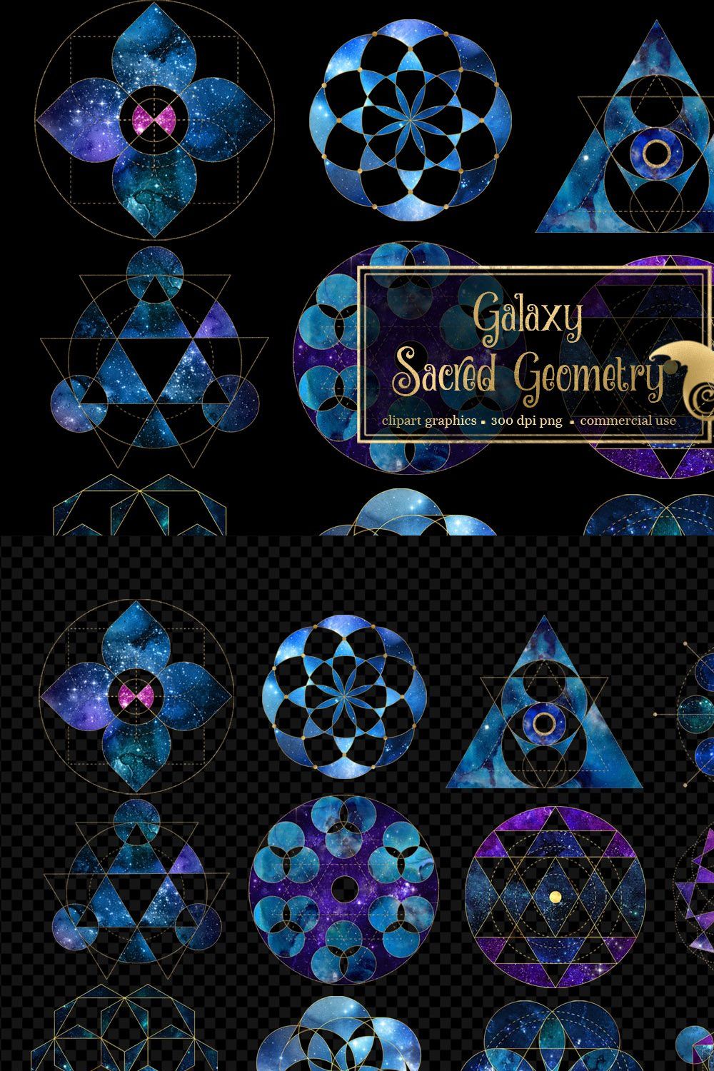 Galaxy Sacred Geometry pinterest preview image.
